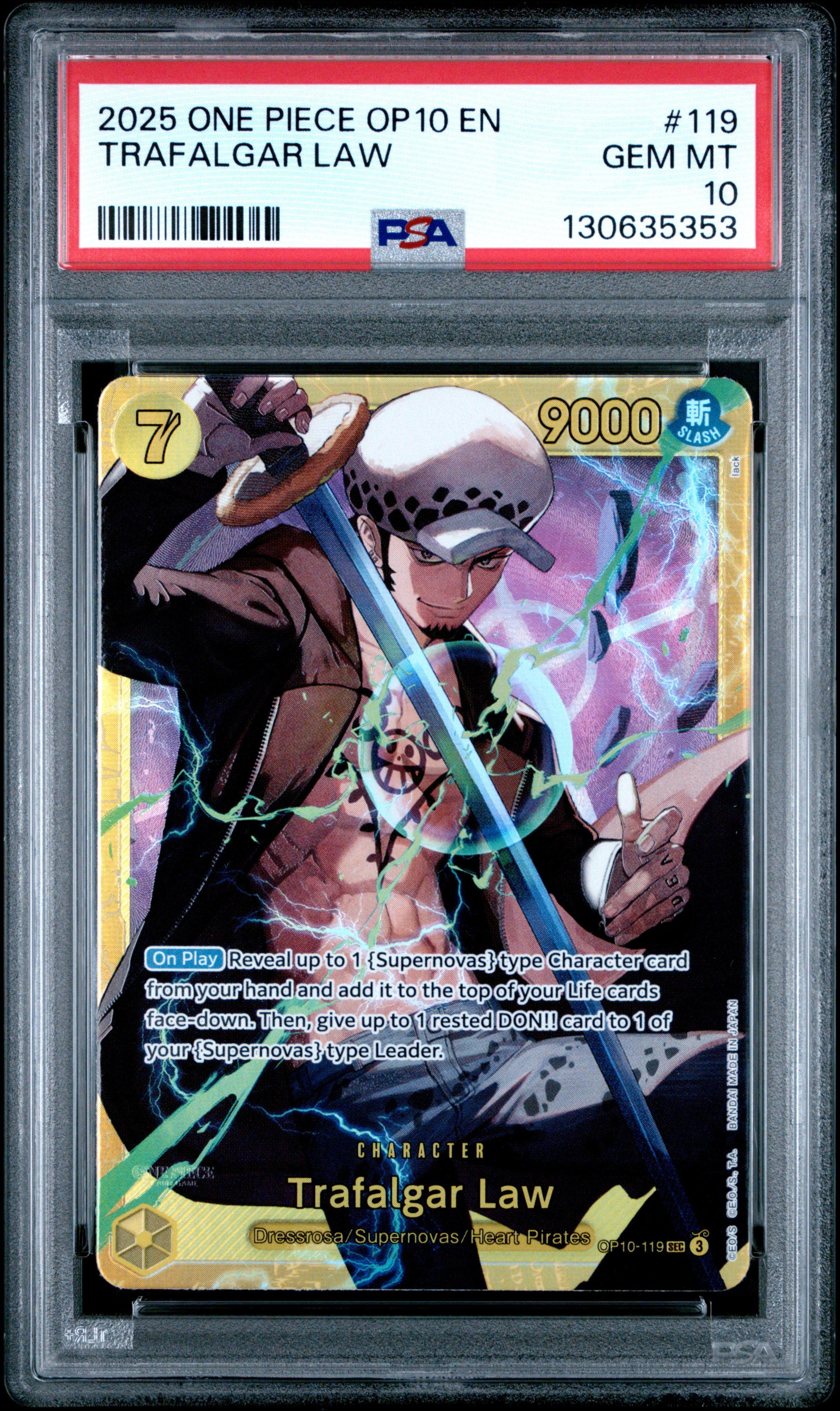 2025 One Piece Op10-royal Blood 119 Trafalgar Law PSA 10 Graded