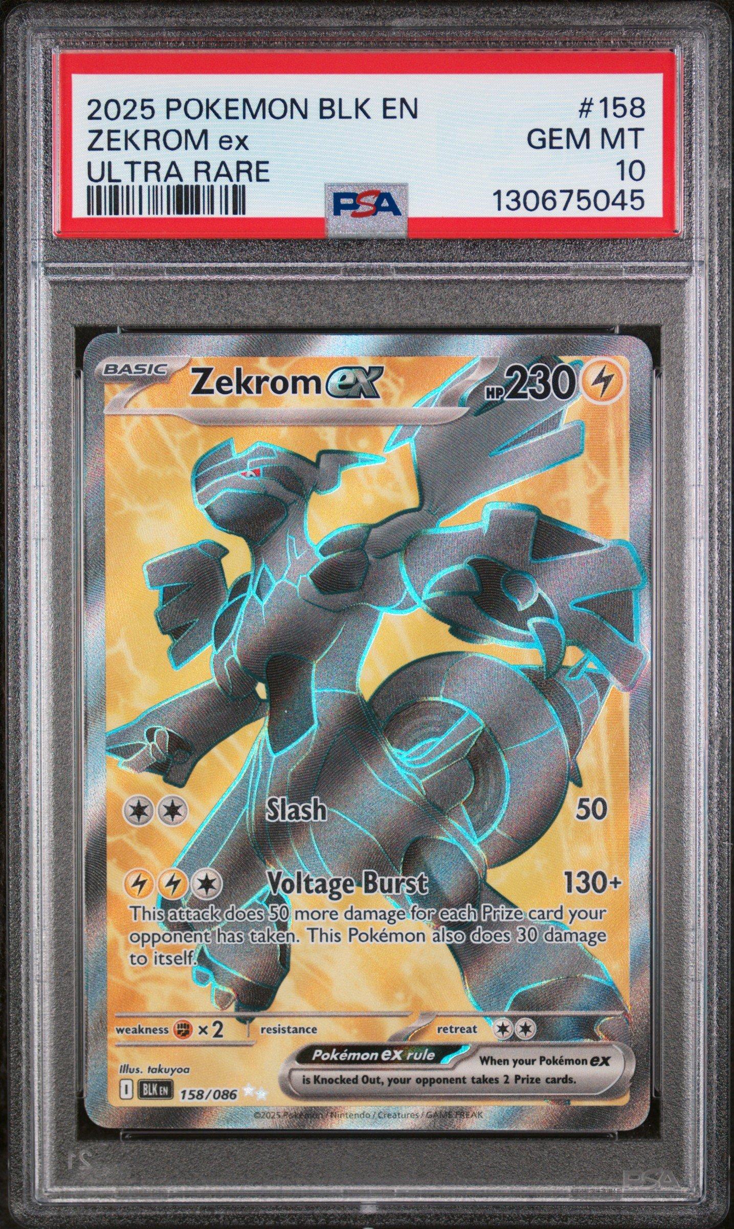 2025 Pokemon Blk En-black Bolt 158 Zekrom Ex Ultra Rare PSA 10