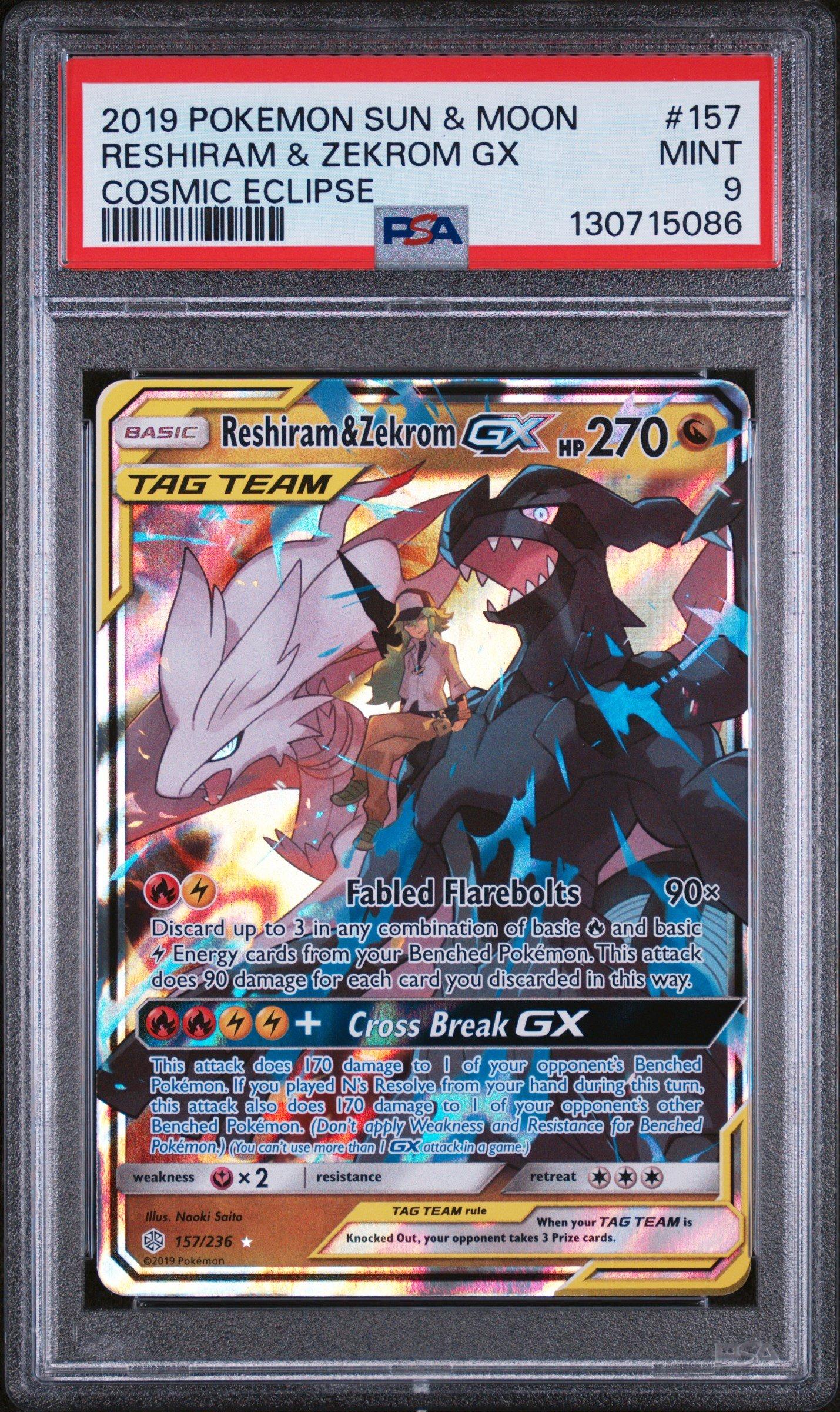 2019 Pokemon Sun & Moon Cosmic Eclipse 157 Reshiram & Zekrom Gx