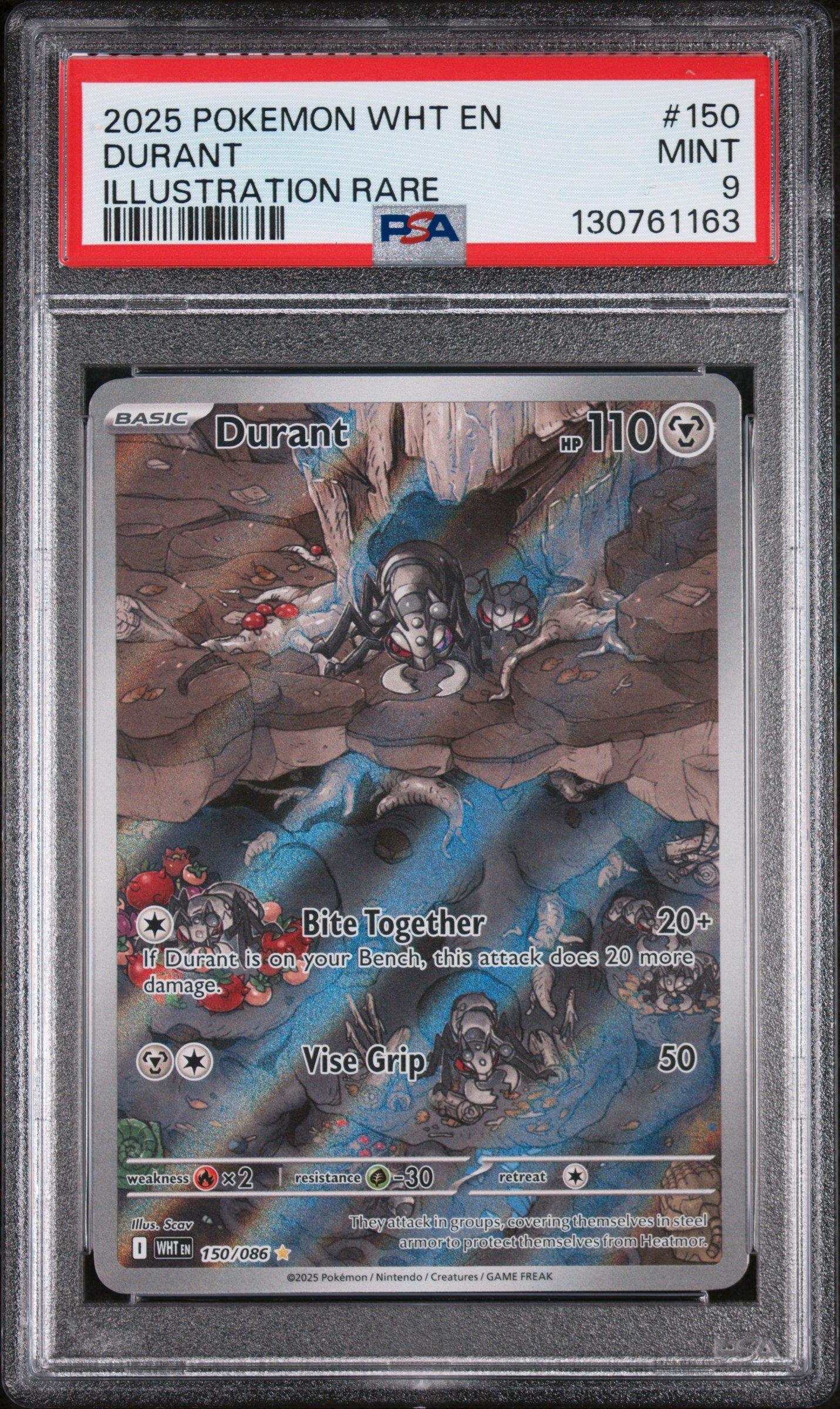 2025 Pokemon Wht En-white Flare 150 Durant Illustration Rare PSA 9