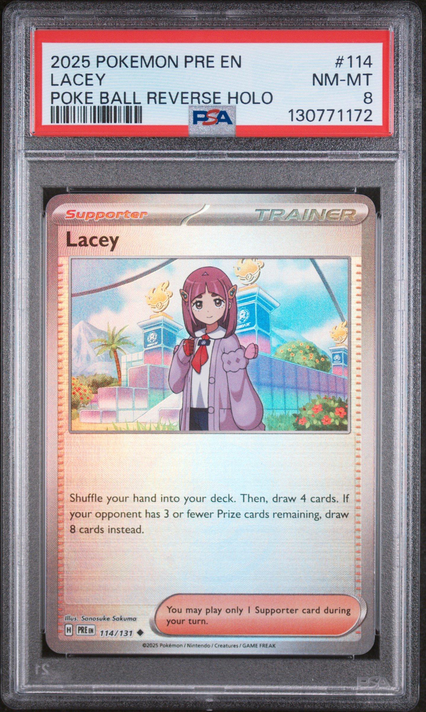 2025 Pokemon Pre En-prismatic Evolutions 114 Lacey Poke Ball Reverse Holo  PSA 8 Graded Card | GameStop