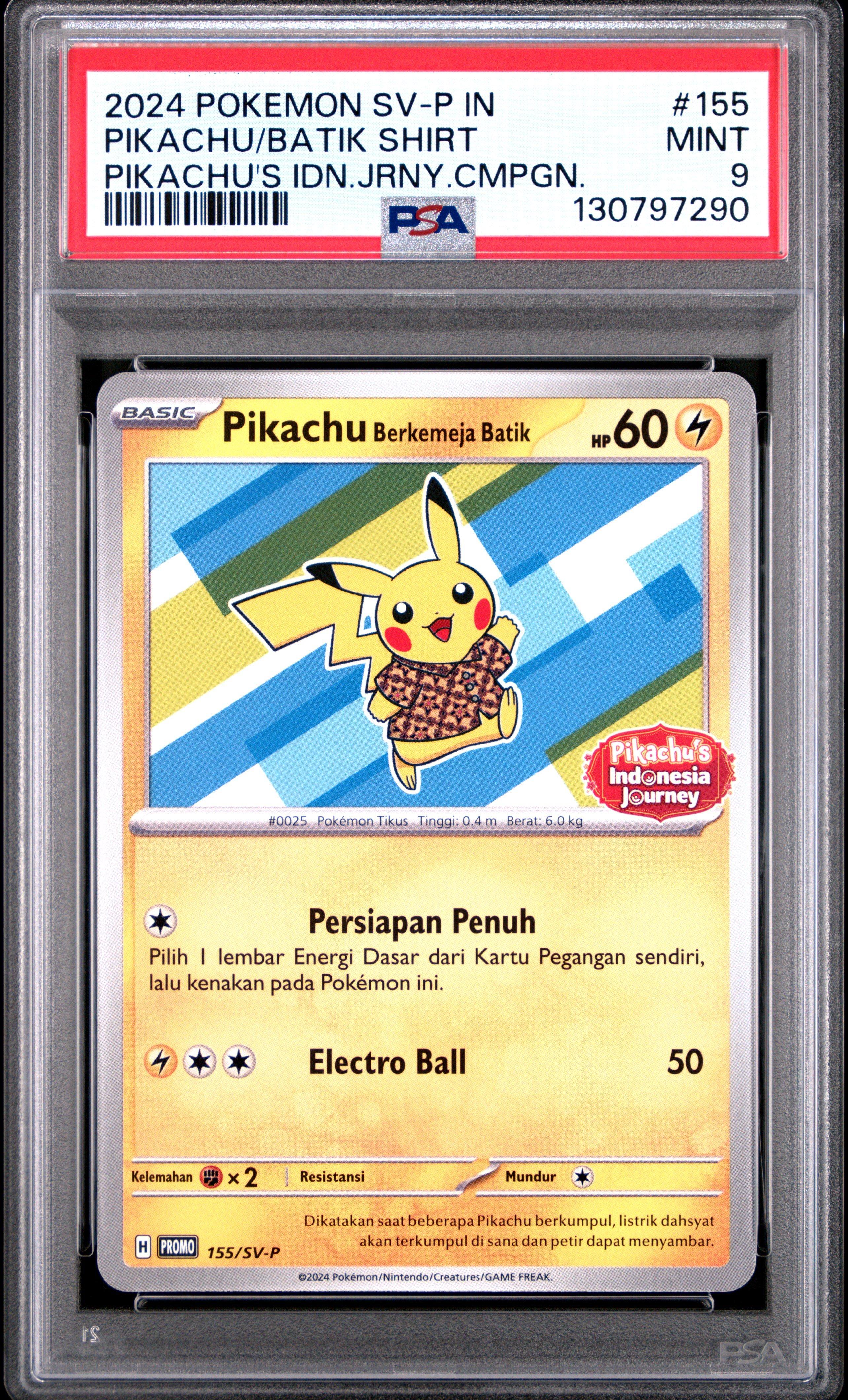 2024 Pokémon SV-P #155 Pikachu バティックシャツ 2024 Pokemon Indonesian Sv-p Promo 155 Pikachu In Batik Shirt