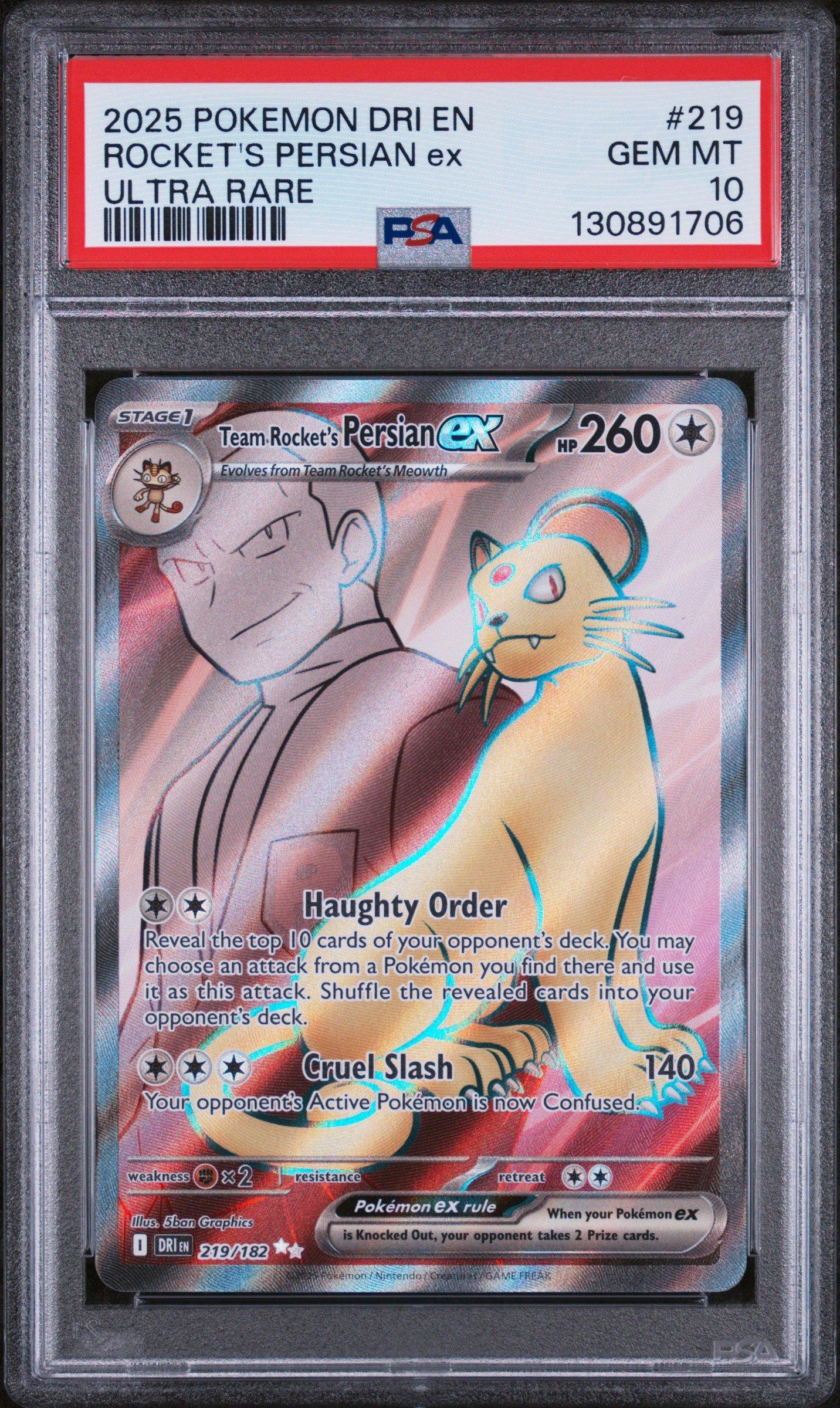 2025 Pokemon Dri En-destined Rivals 219 Team Rocket's Persian Ex