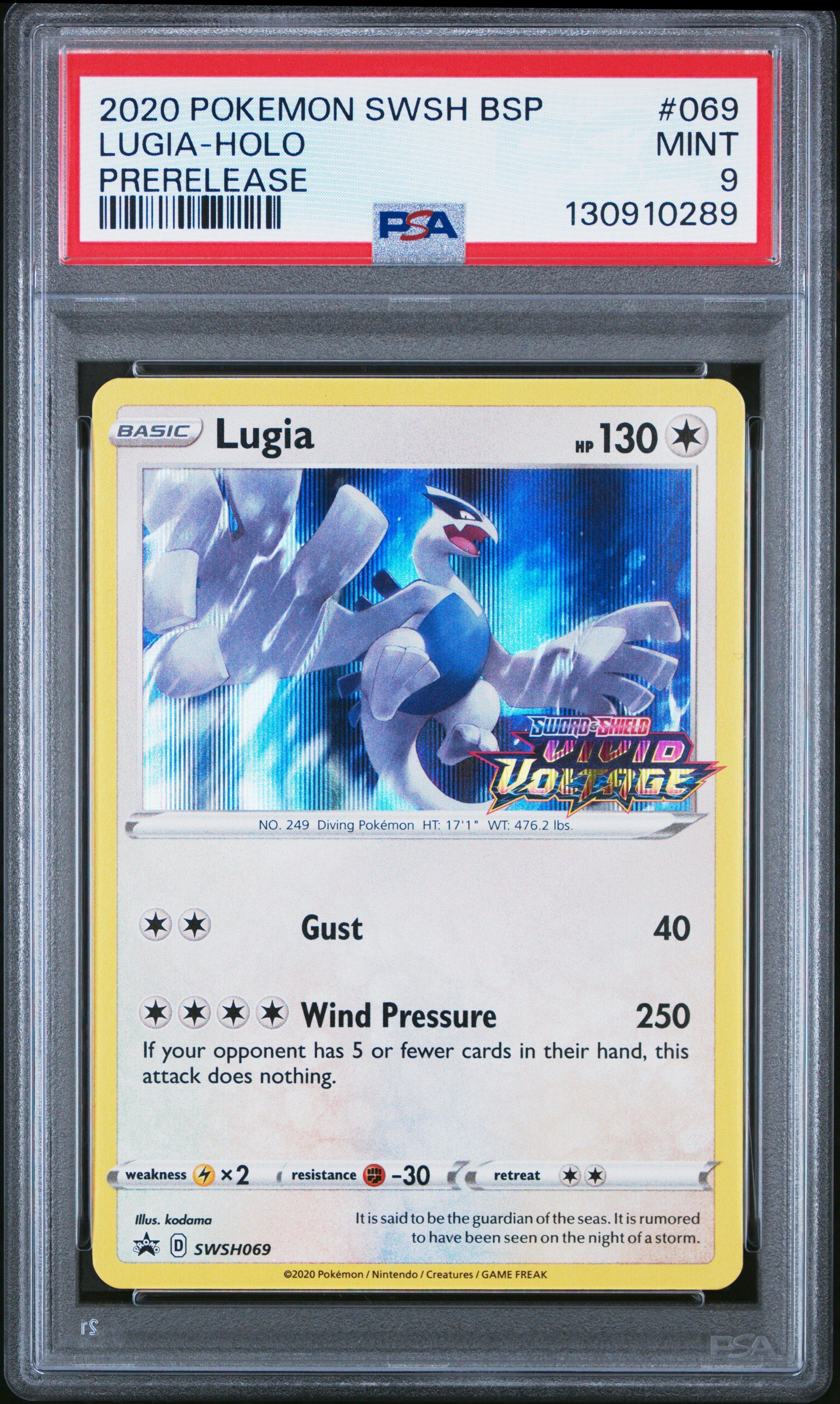 2020 Pokemon Swsh Black Star Promo 069 Lugia-holo Prerelease PSA 9