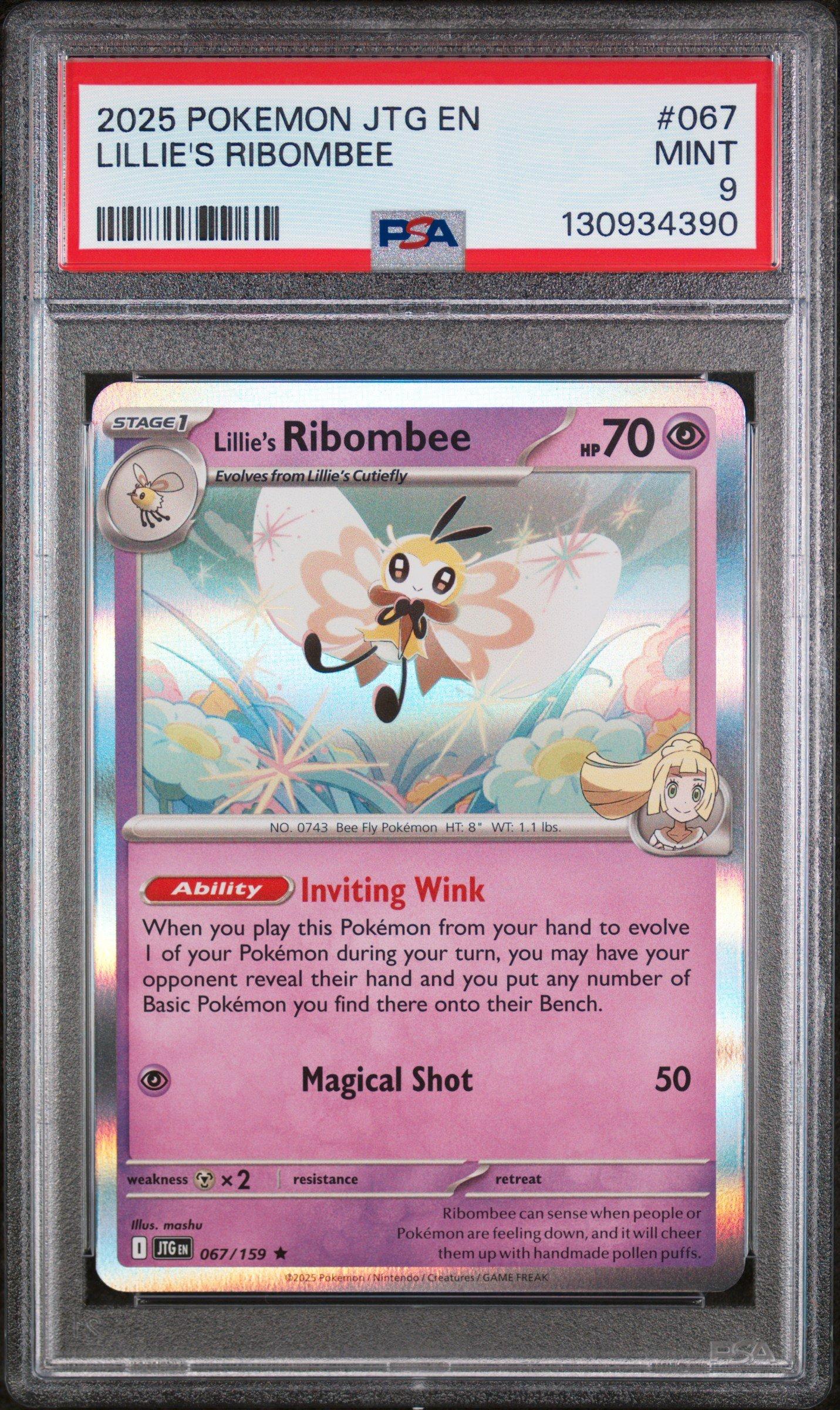ribombee pokemon card Lillie's (164/159)  PokeGuard Pokmon Hit Points70 HP Form Pokemon - Lillie's Ribombee 164/159