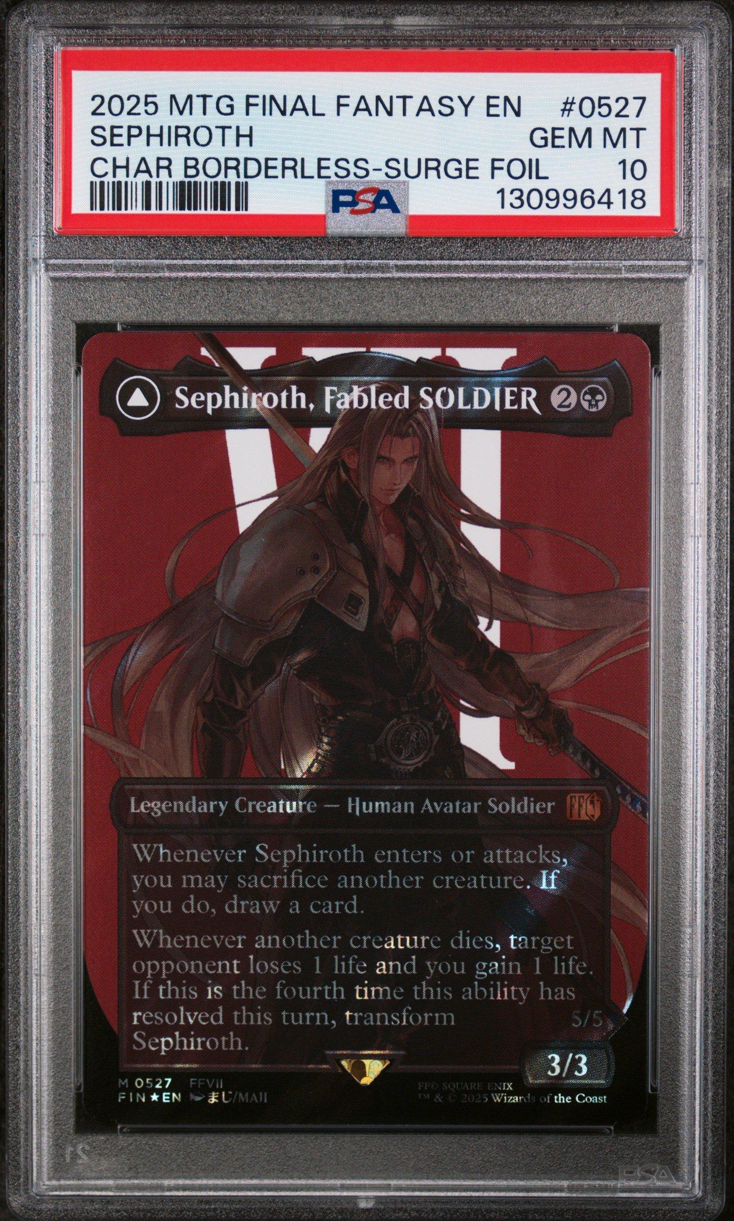 2025 Magic The Gathering Final Fantasy 0527 Sephiroth, Fabled  Soldier/sephiroth, One-winged Angel Character Borderless-surge Foil PSA 10  Graded Card | GameStop