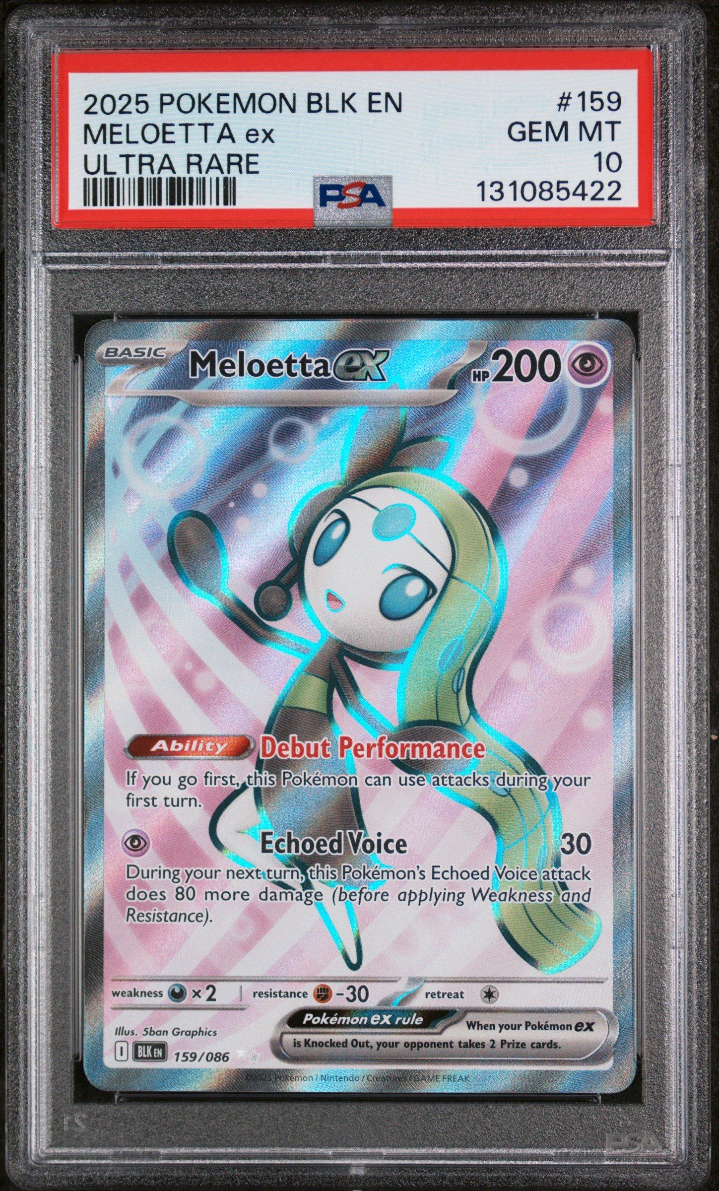2025 Pokemon Blk En-black Bolt 159 Meloetta Ex Ultra Rare PSA 10