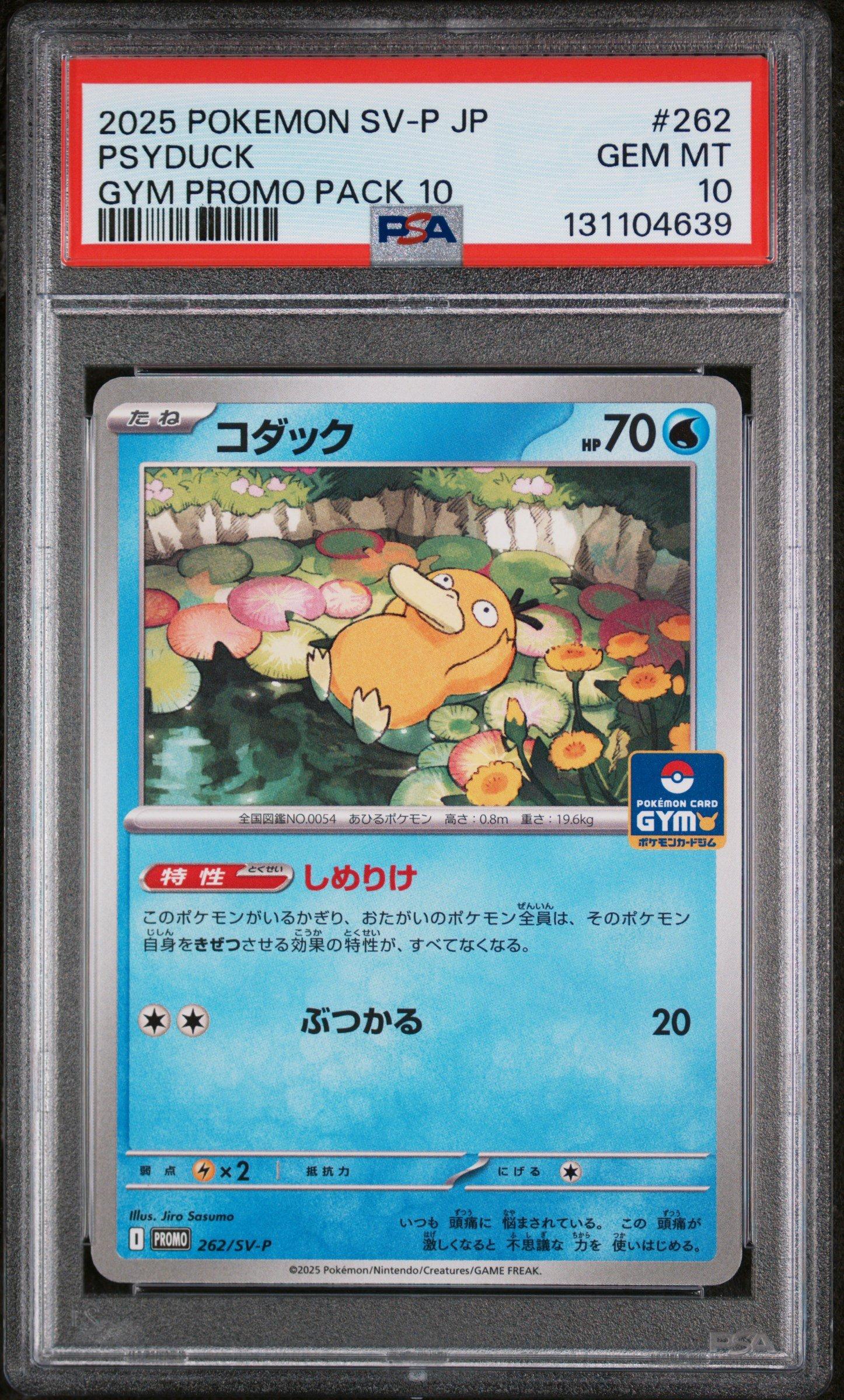 2025 Pokemon Japanese Sv-p Promo 262 Psyduck Gym Promo Pack 10 PSA