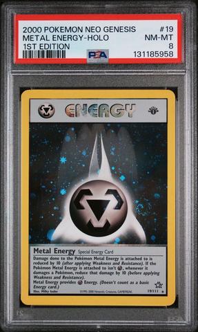 2000 Pokemon Neo Genesis 1st Edition 19 Metal Energy-holo PSA 8