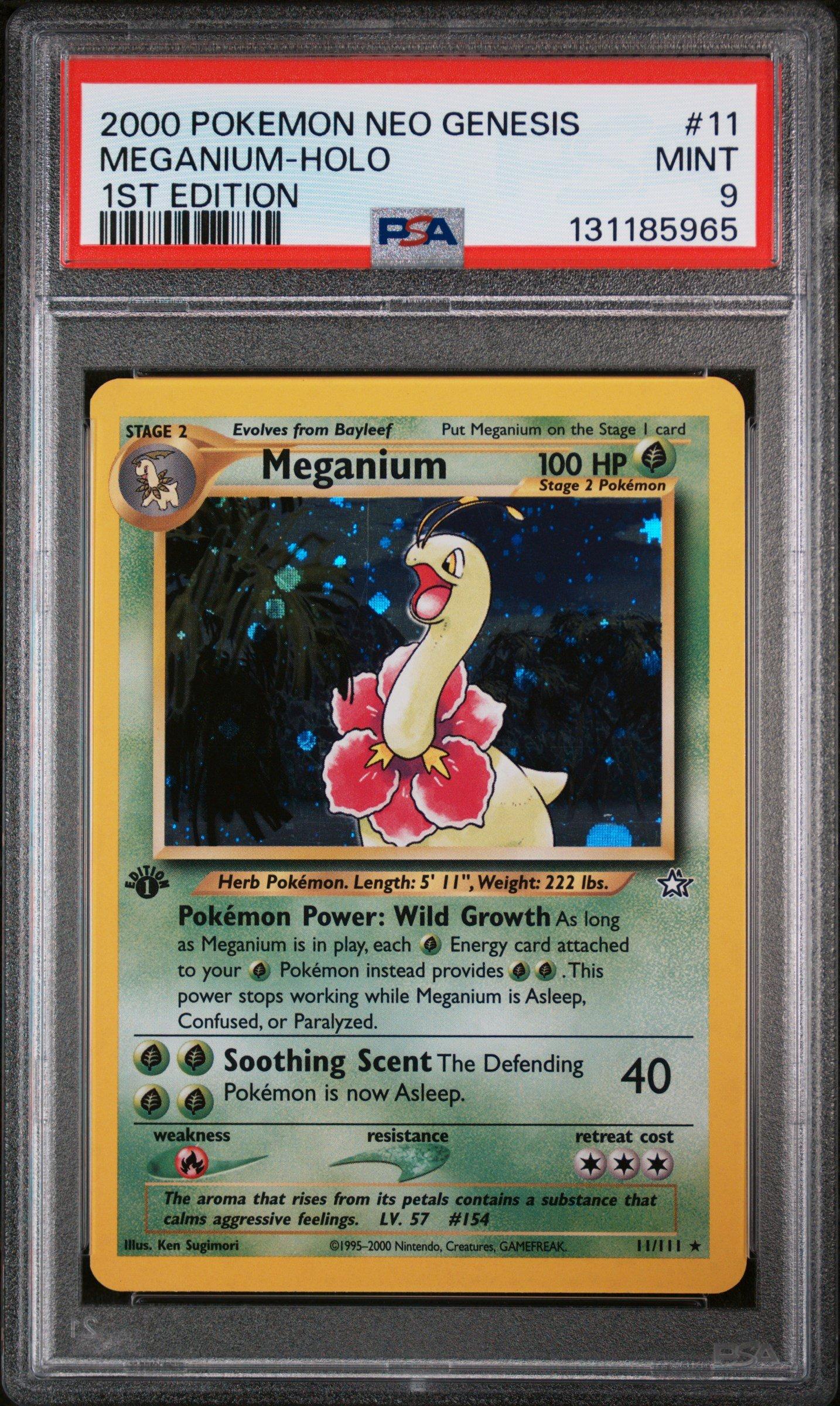 2000 Pokemon Neo Genesis 1st Edition 11 Meganium-holo PSA 9 Graded