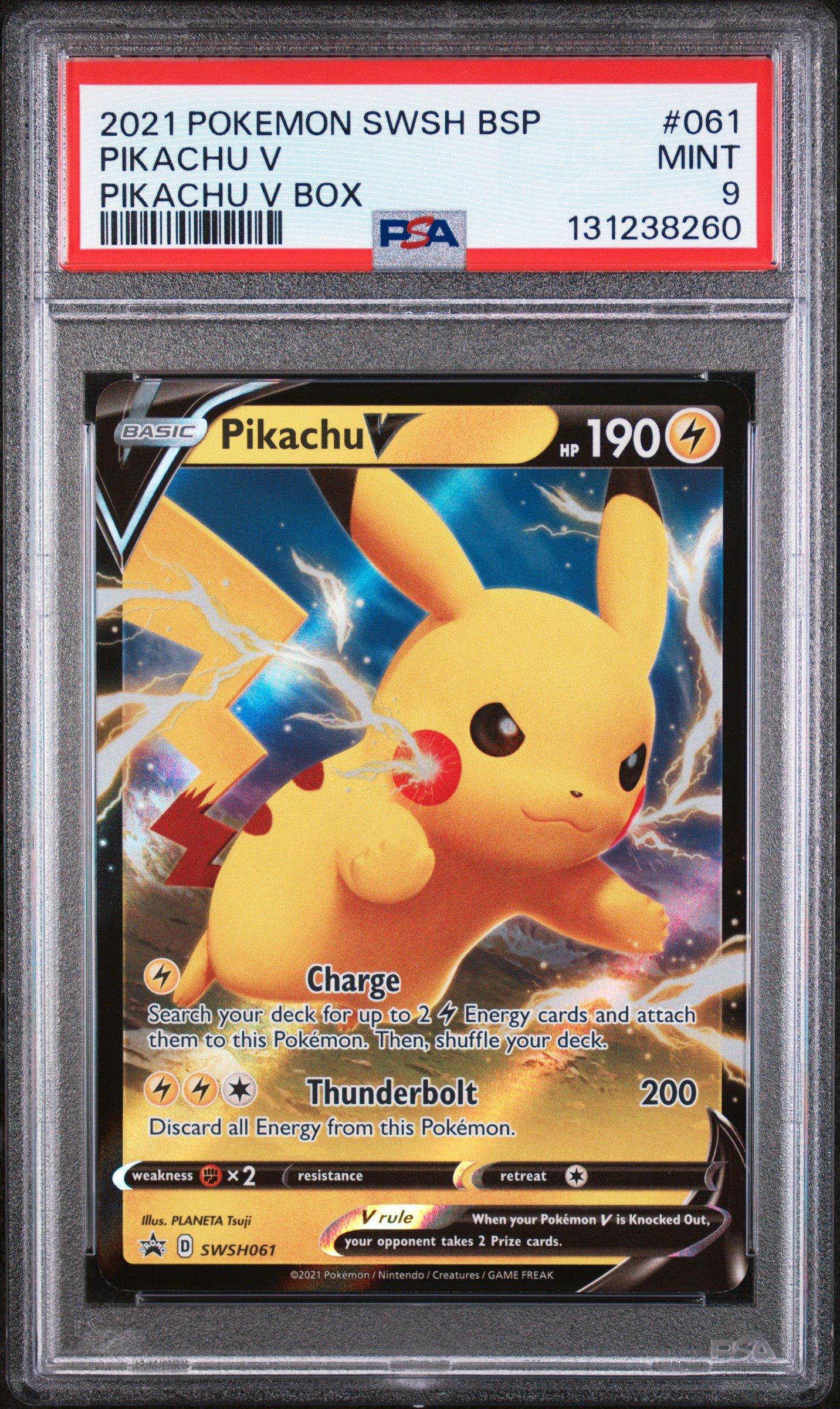 2021 Pokemon Swsh Black Star Promo 061 Pikachu V Pikachu V Box PSA