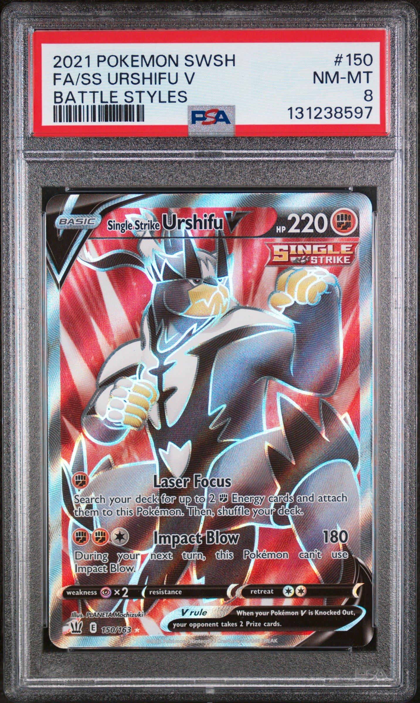 2021 Pokemon Sword & Shield Battle Styles 150 Full Art/single Strike  Urshifu V PSA 8 Graded Card | GameStop