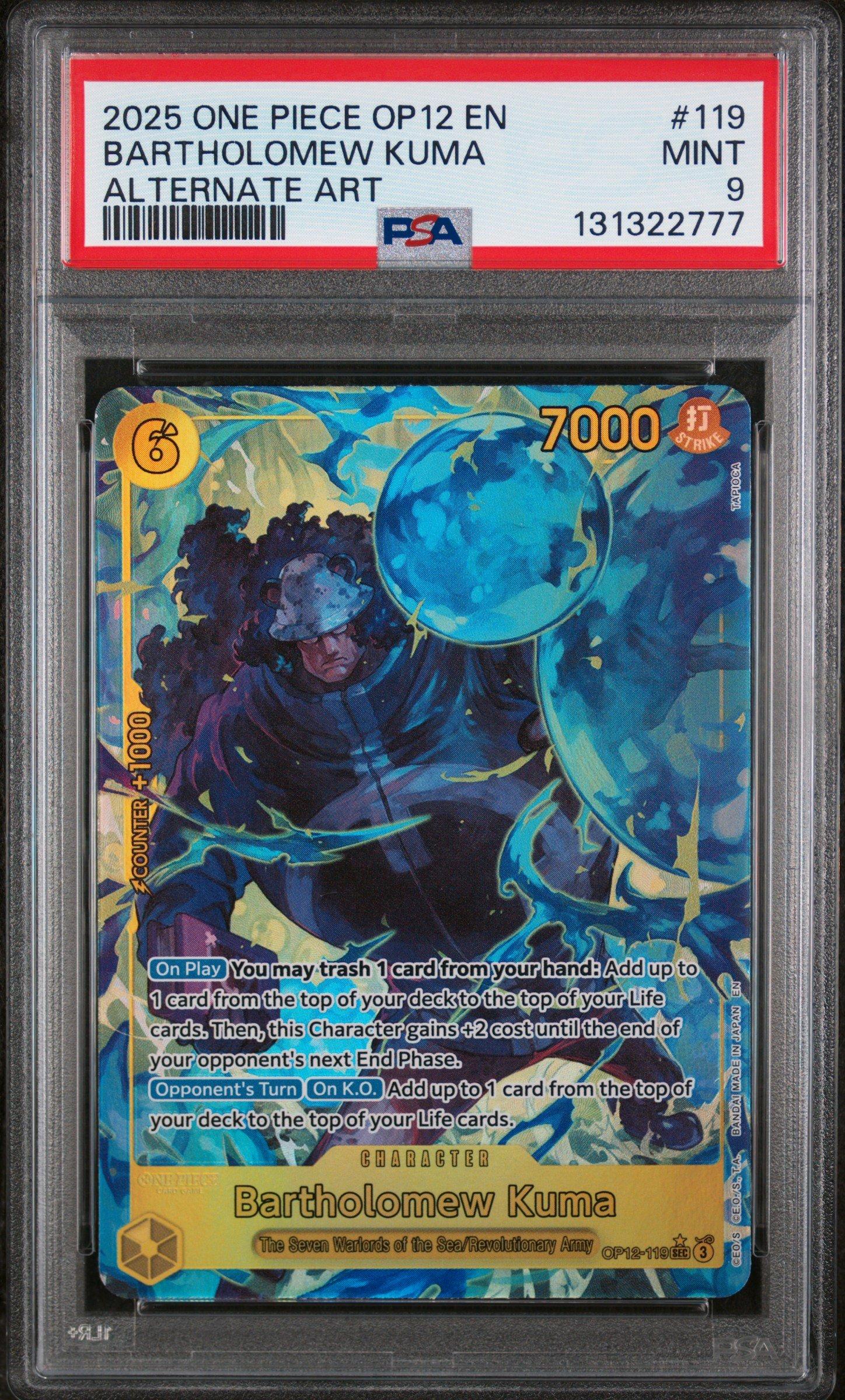2025 One Piece Op12-legacy Of The Master 119 Bartholomew Kuma Alternate Art PSA 9