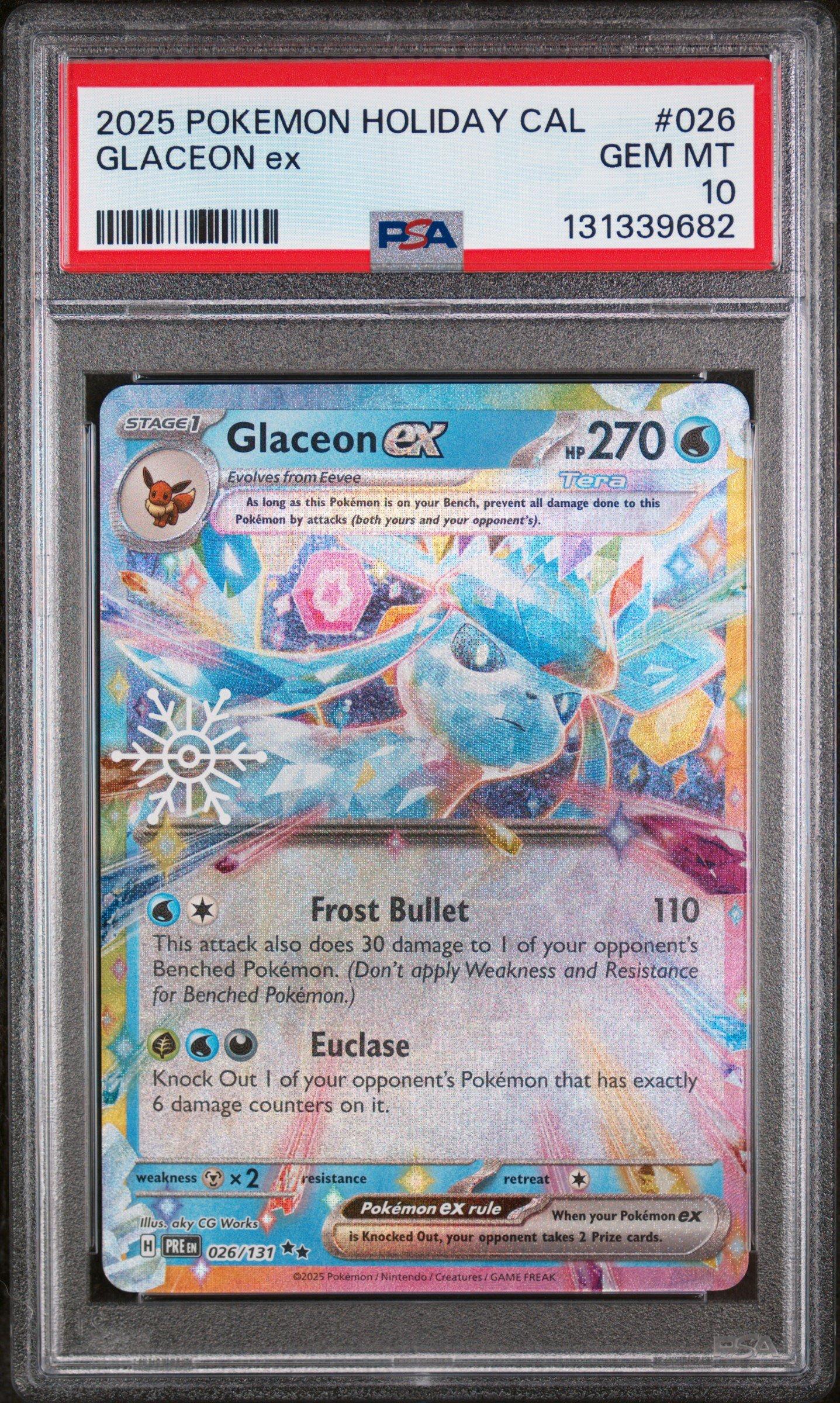 2025 Pokemon Holiday Calendar 026 Glaceon Ex PSA 10 Graded Card