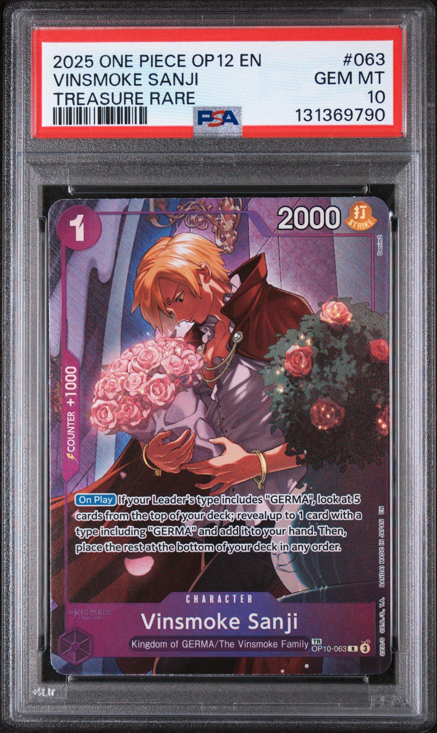 2025 One Piece Op12-legacy Of The Master 063 Vinsmoke Sanji Treasure Rare PSA 10