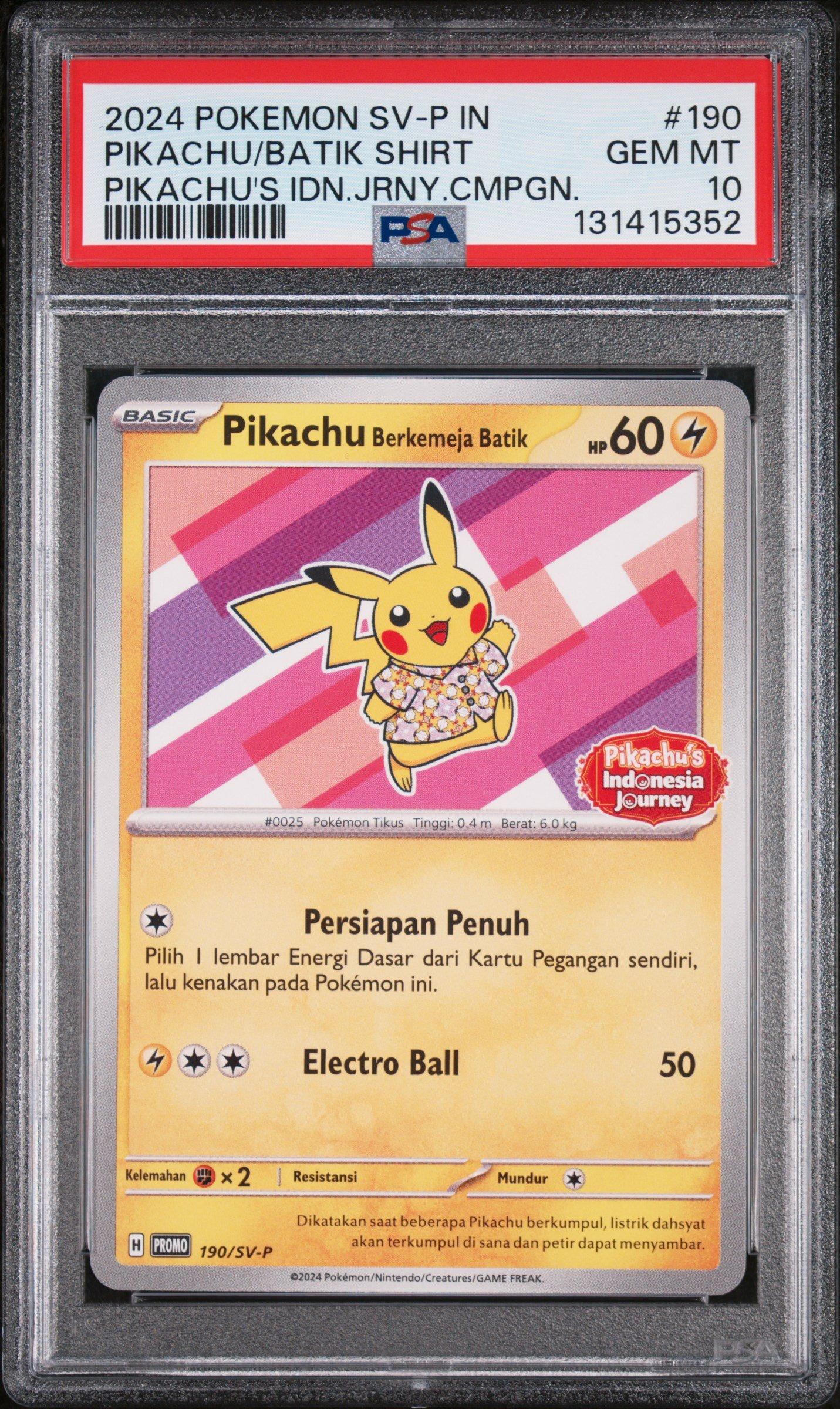 2024 Pokemon Indonesian Sv-p Promo 190 Pikachu In Batik Shirt