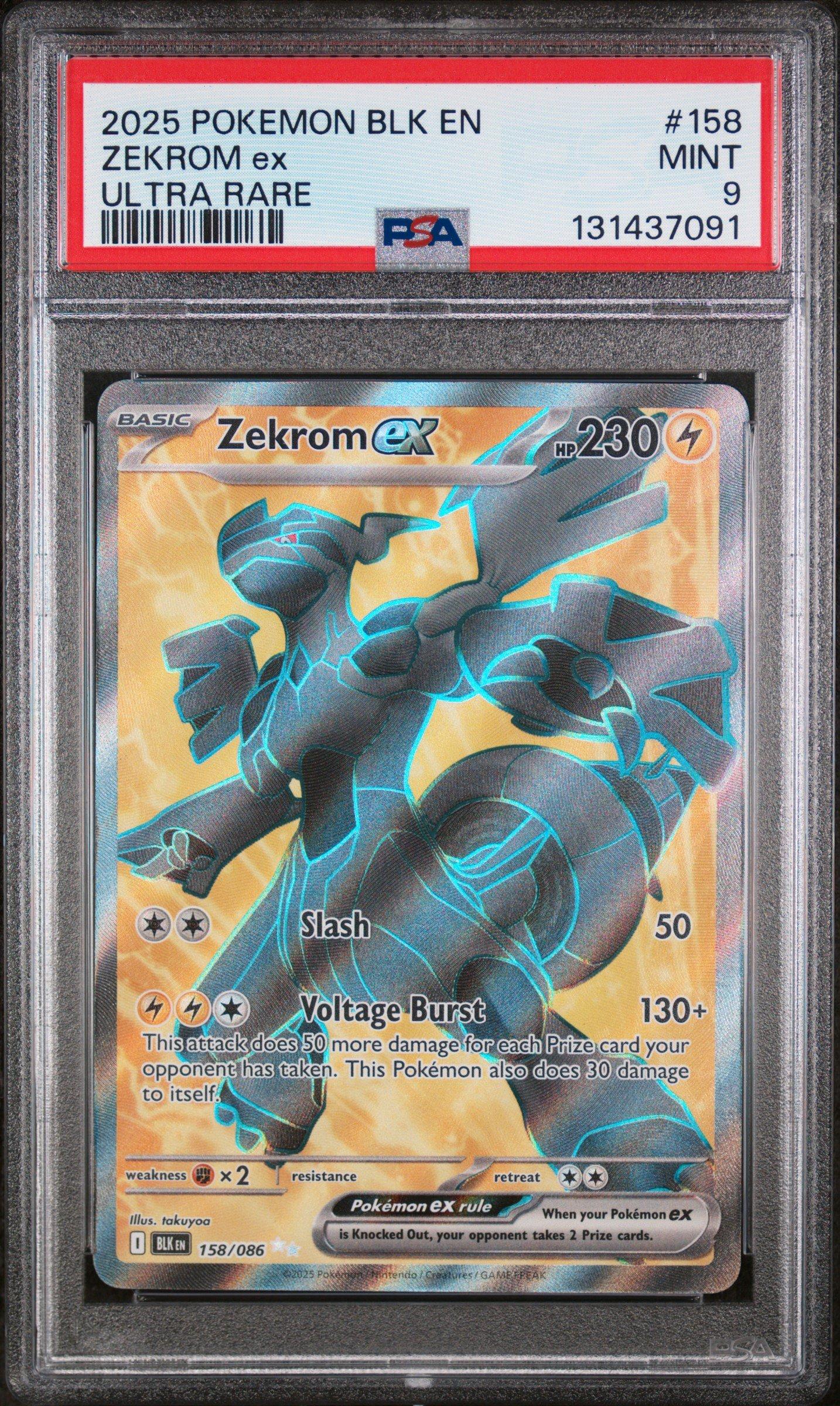 2025 Pokemon Blk En-black Bolt 158 Zekrom Ex Ultra Rare PSA 9
