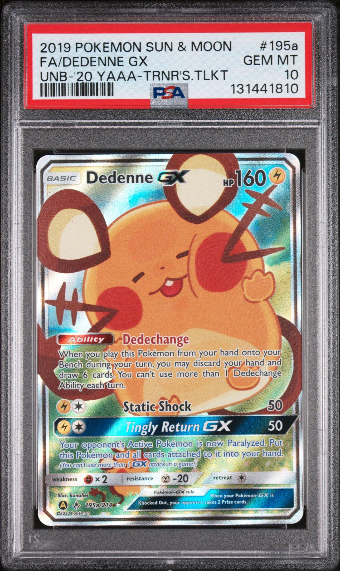 2019 Pokemon Sun & Moon Unbroken Bonds 195a Full Art/dedenne Gx