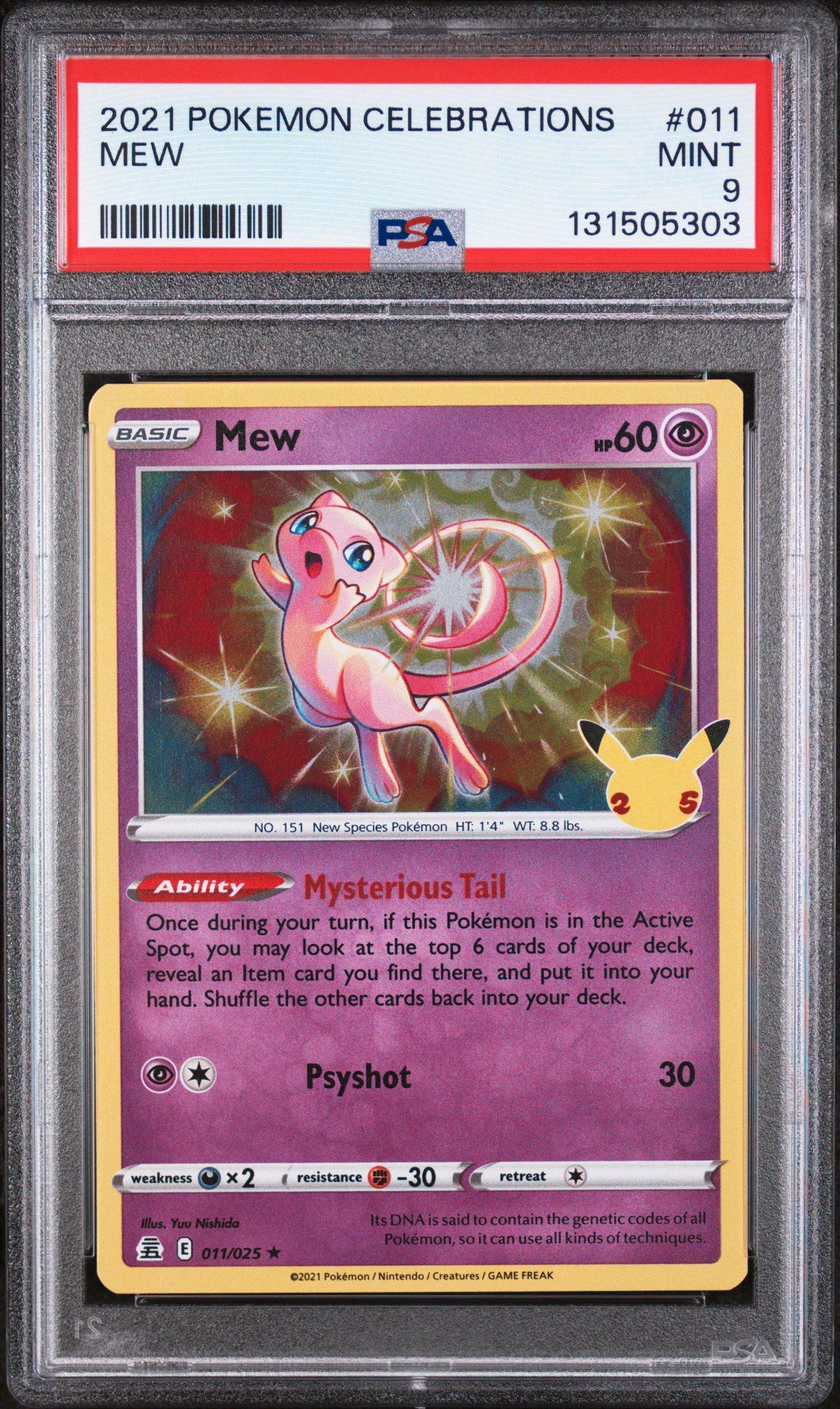 graded mew card 2021 Pokemon Celebrations 011 Mew PSA 9 Graded Card