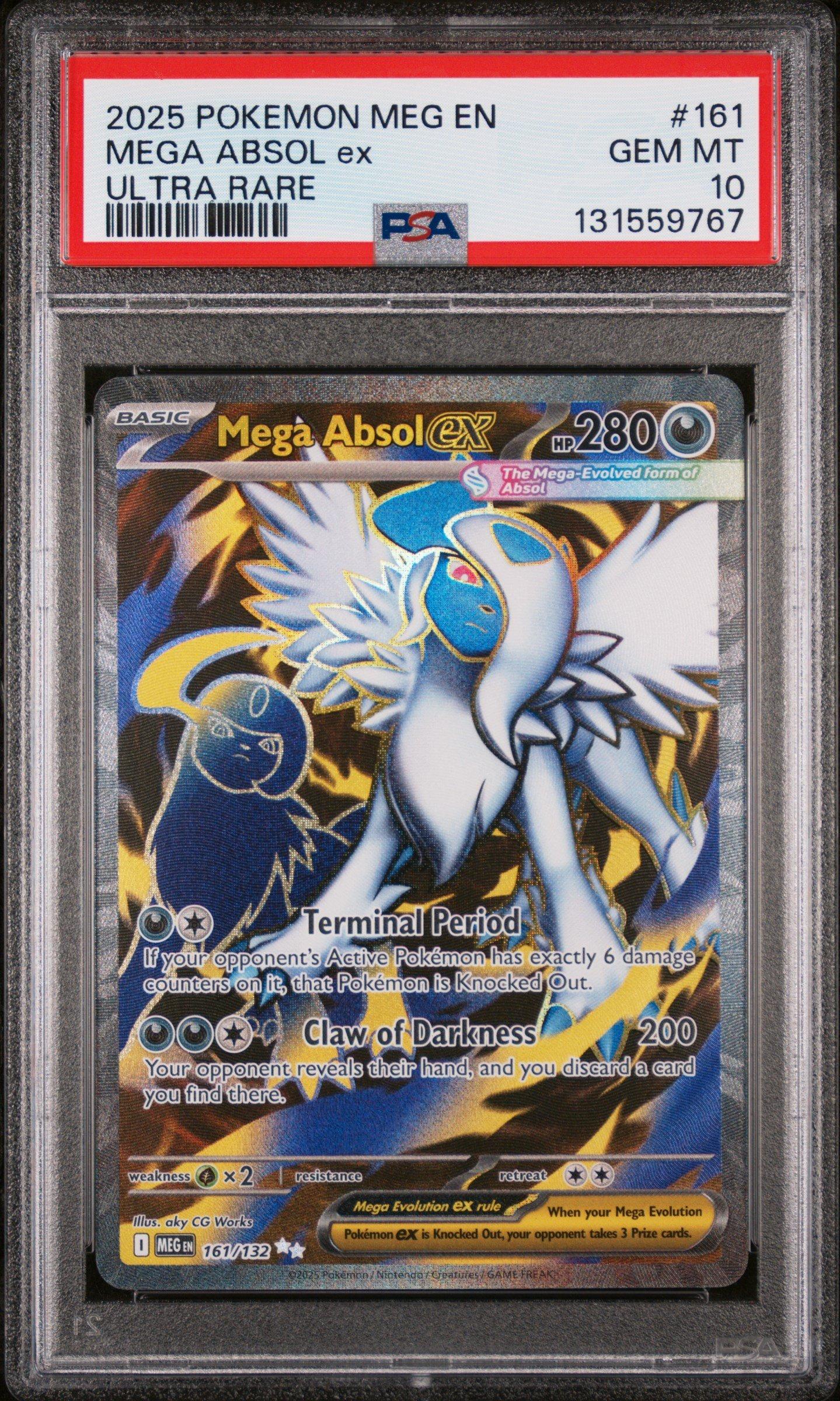 2025 Pokemon Meg En-mega Evolution 161 Mega Absol Ex Ultra Rare PSA