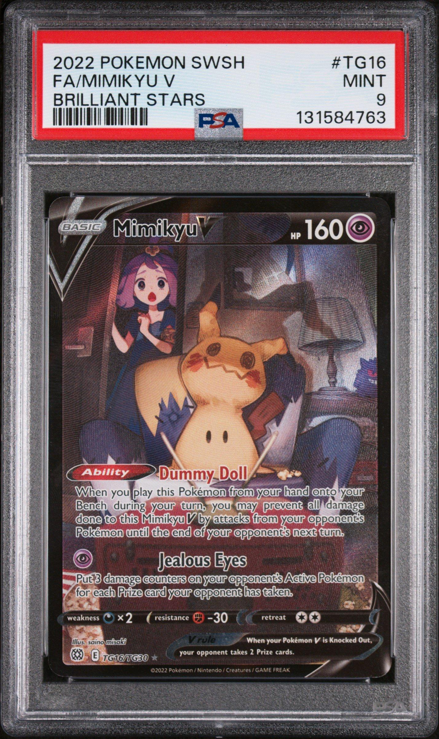 2022 Pokemon Sword & Shield Brilliant Stars Tg16 Full Art/mimikyu V PSA 9  Graded Card | GameStop