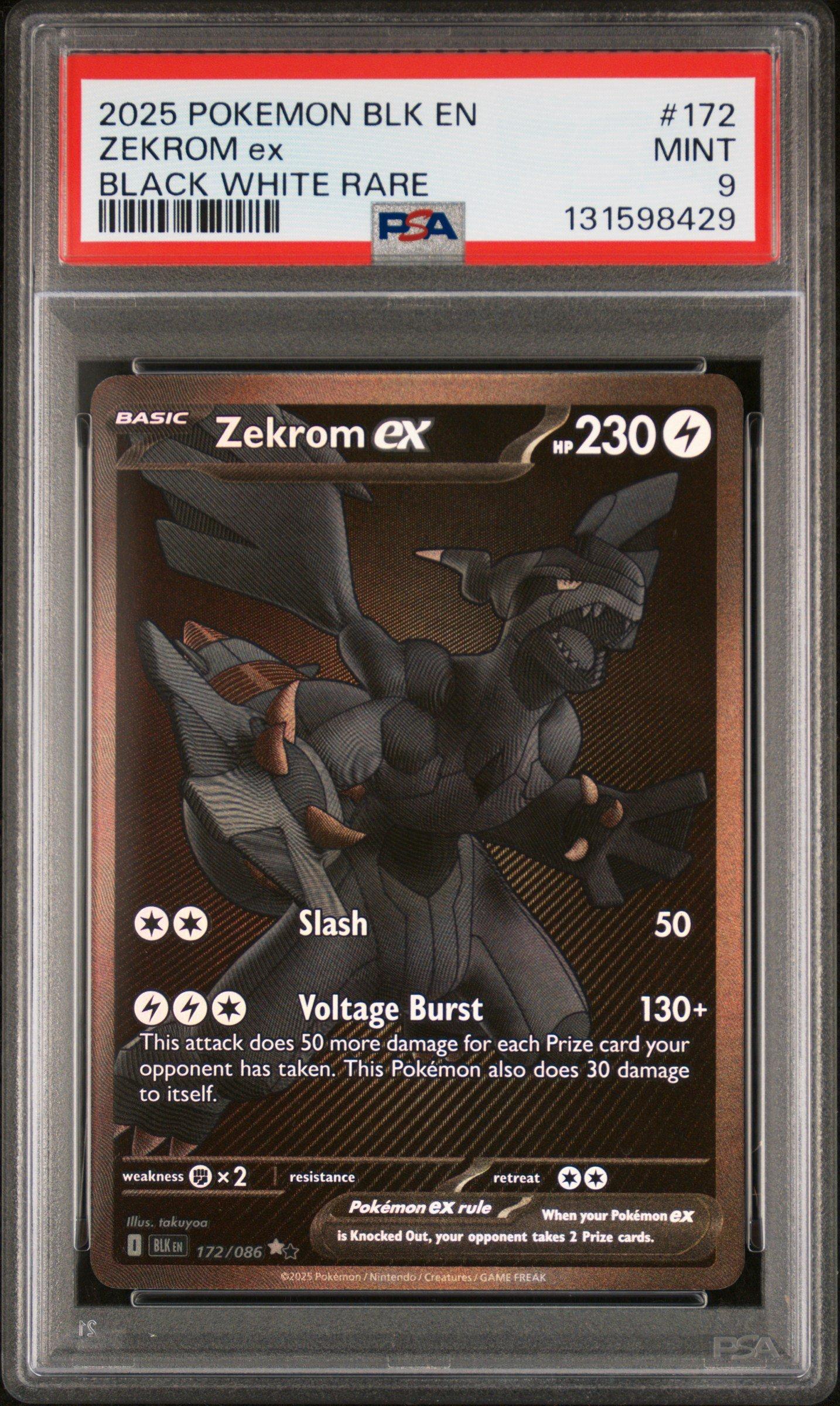2025 Pokemon Blk En-black Bolt 172 Zekrom Ex Black White Rare PSA