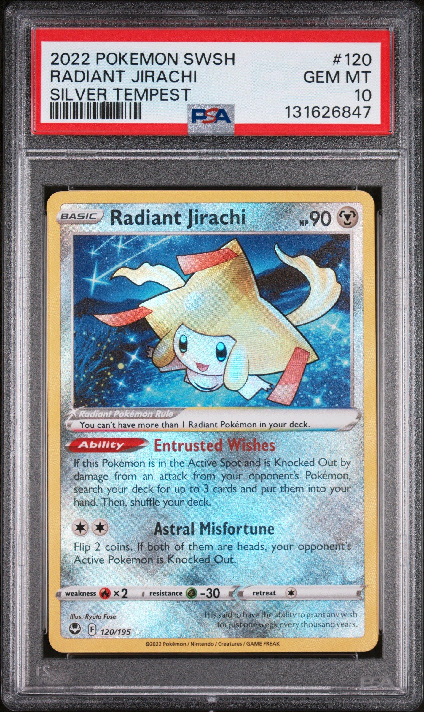 2022 Pokemon Sword & Shield Silver Tempest 120 Radiant Jirachi PSA