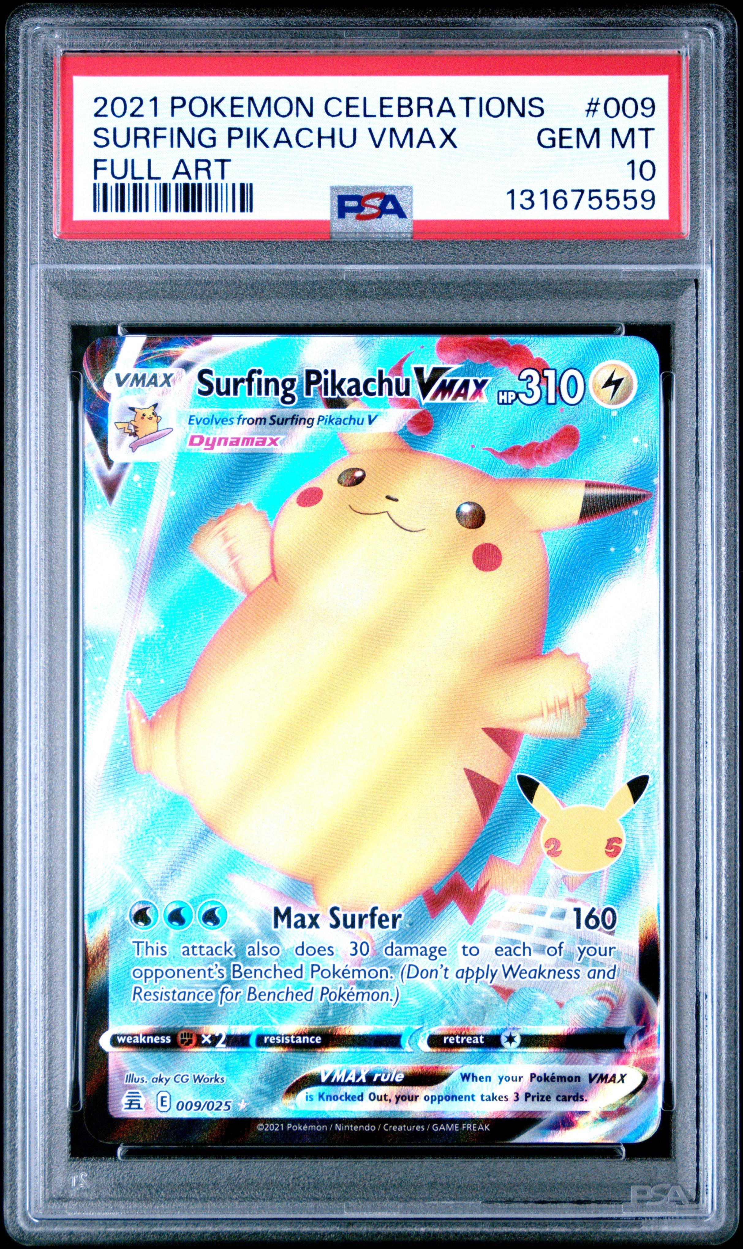サーフィンピカチュウVMAX 2021年 Gem Mint 10 2021 Pokemon Celebrations 009 Full Art/surfing Pikachu Vmax PSA 10