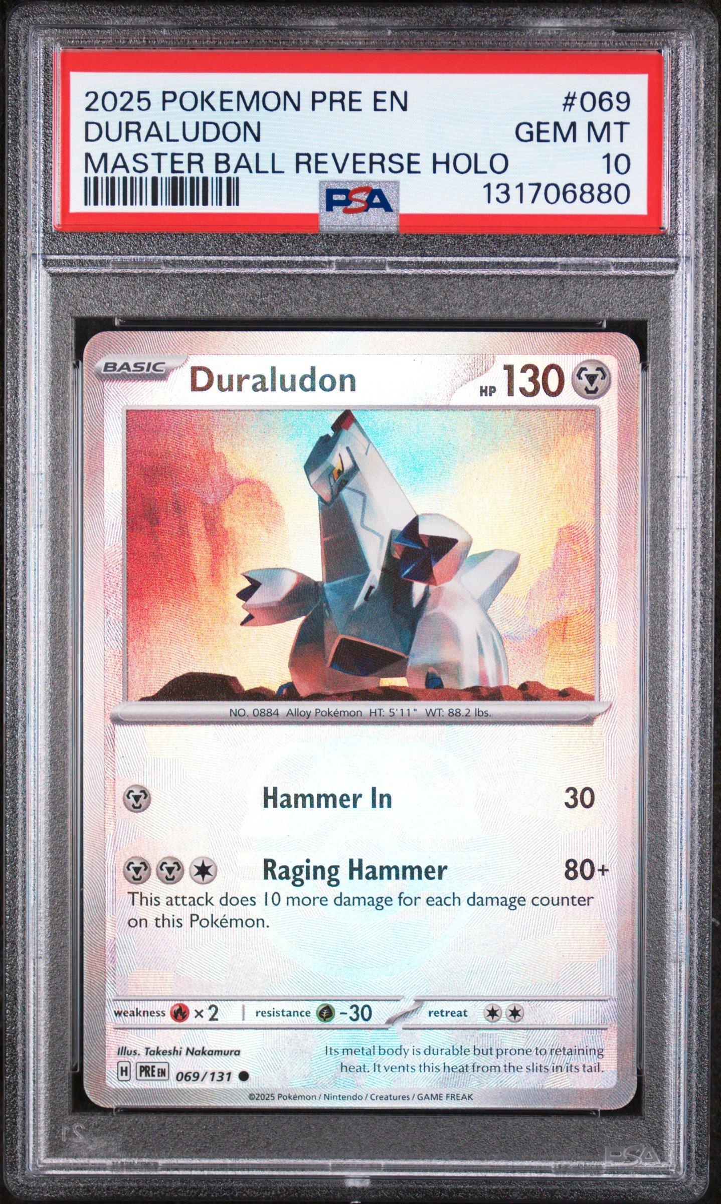 2025 Pokemon Pre En-prismatic Evolutions 069 Duraludon Master Ball
