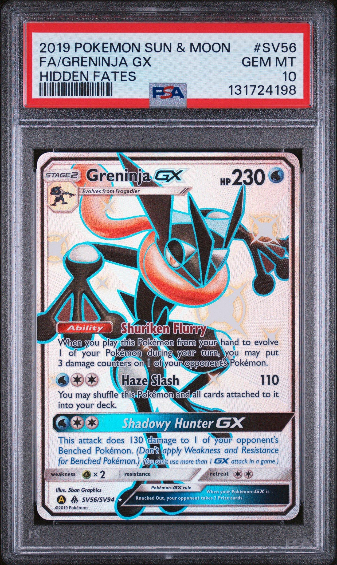 2019 Pokemon Sun & Moon Hidden Fates Sv56 Full Art/greninja Gx PSA