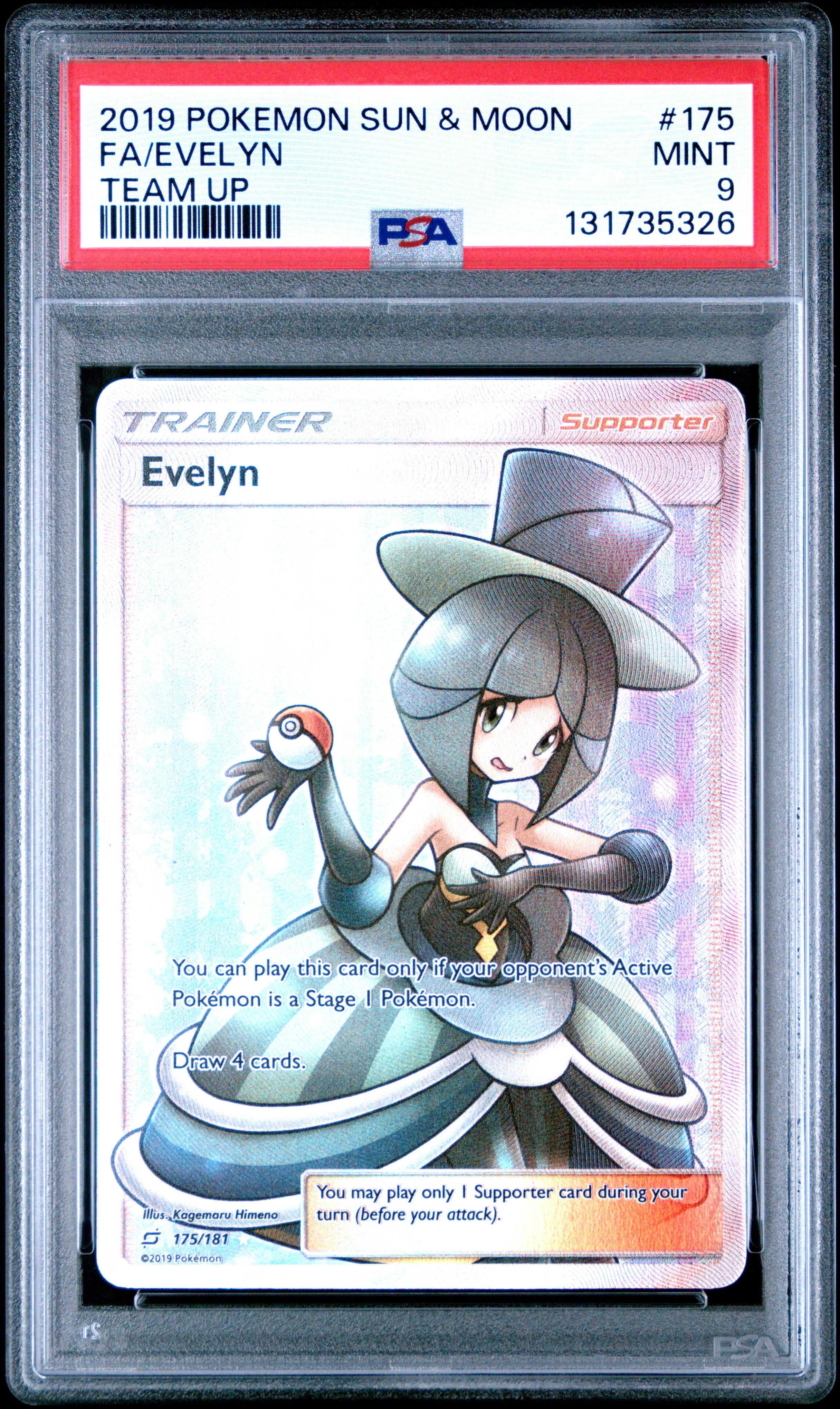2019 Pokemon Sun & Moon Team Up 175 Full Art/evelyn PSA 9