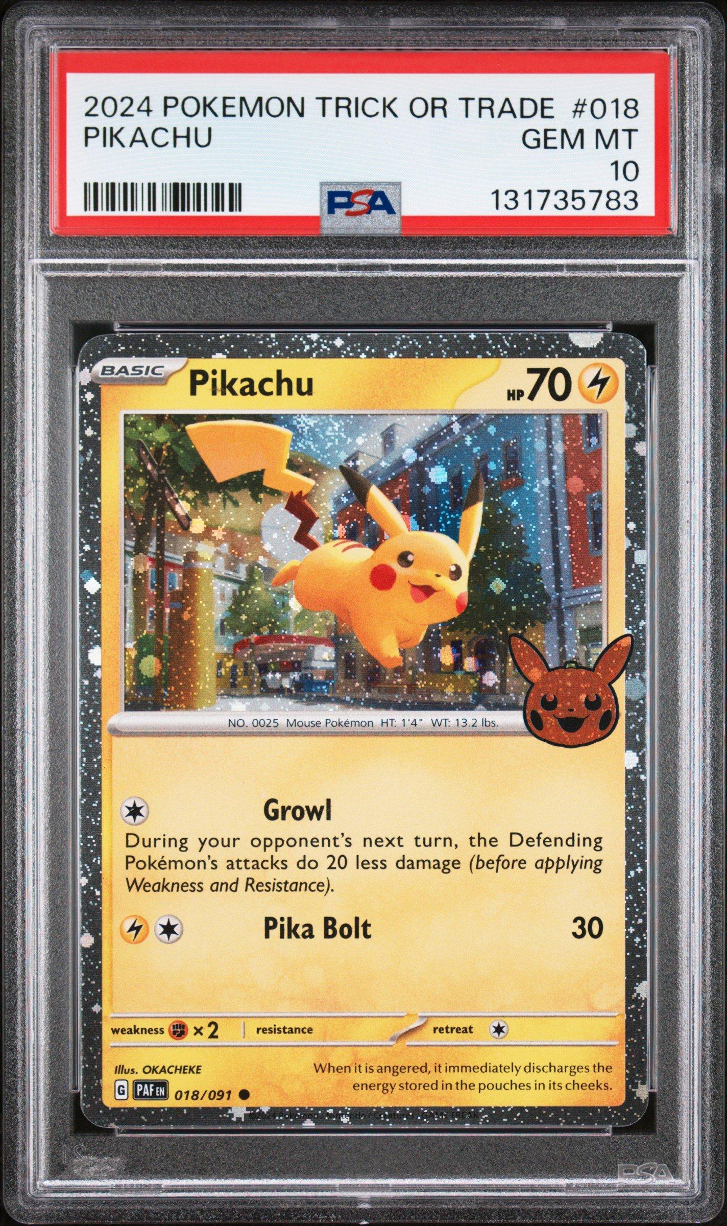 2024 ポケモンカード ピカチュウ #190 Gem Mint 10 2024 Pokemon Trick Or Trade 018 Pikachu PSA 10 Graded Card | GameStop