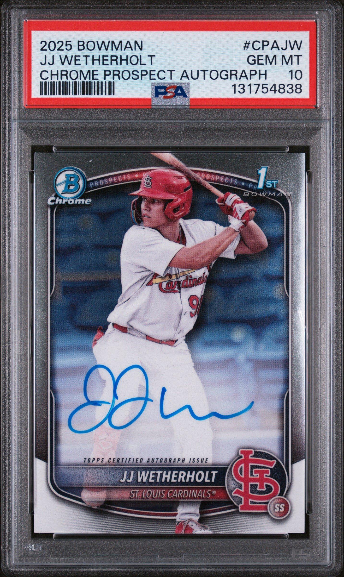 2025 Bowman Chrome Prospect Autographs Cpajw Jj Wetherholt PSA 10