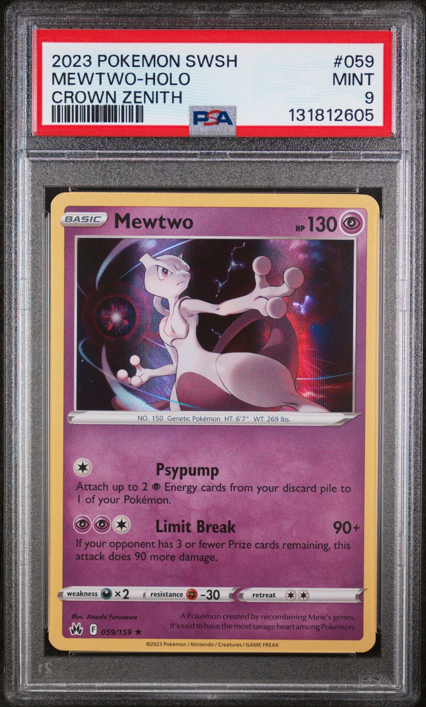 2023 Pokemon Sword And Shield Crown Zenith 059 Mewtwo-holo PSA 9