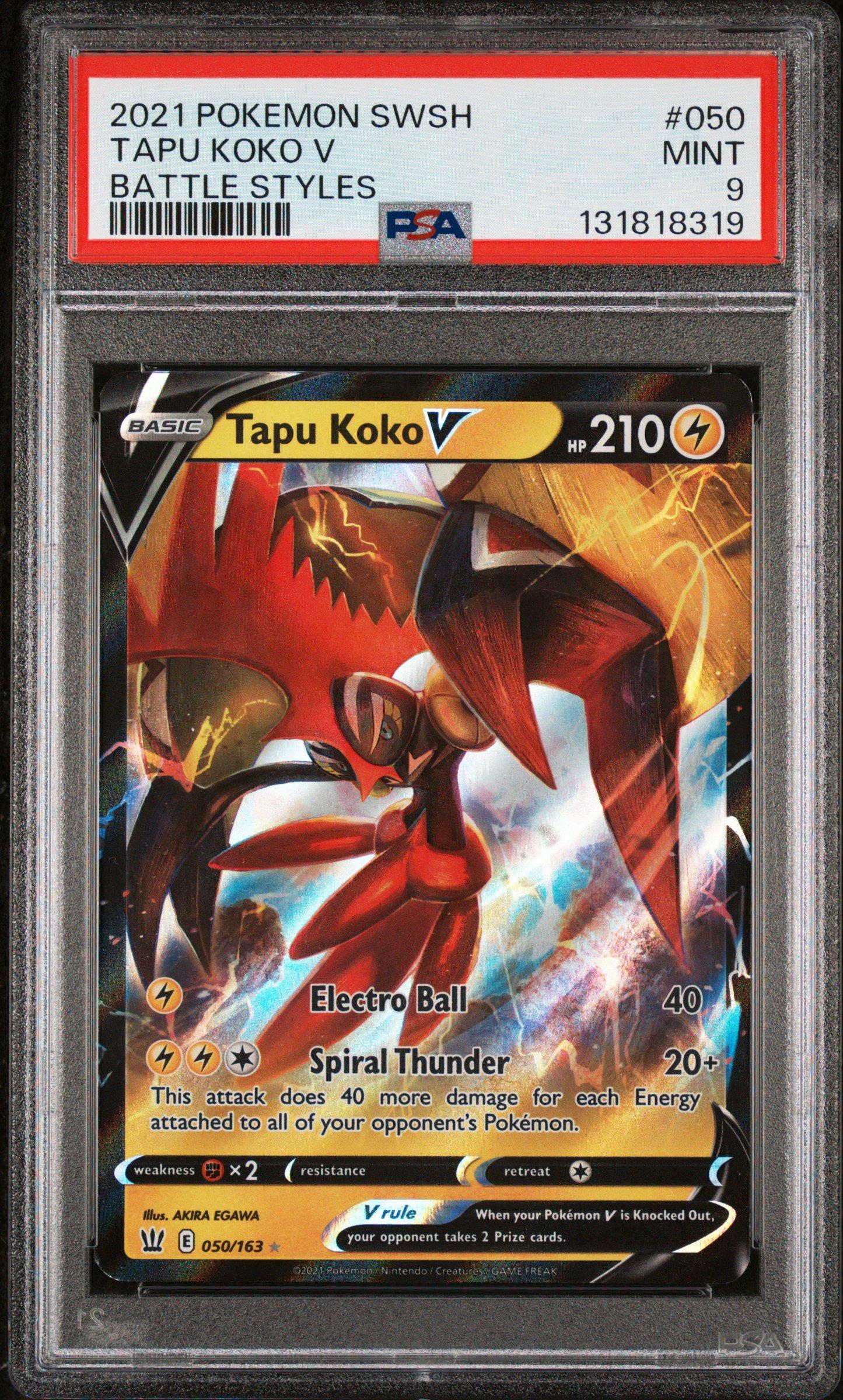 2021 Pokemon Sword & Shield Battle Styles 050 Tapu Koko V PSA 9 Graded Card  | GameStop