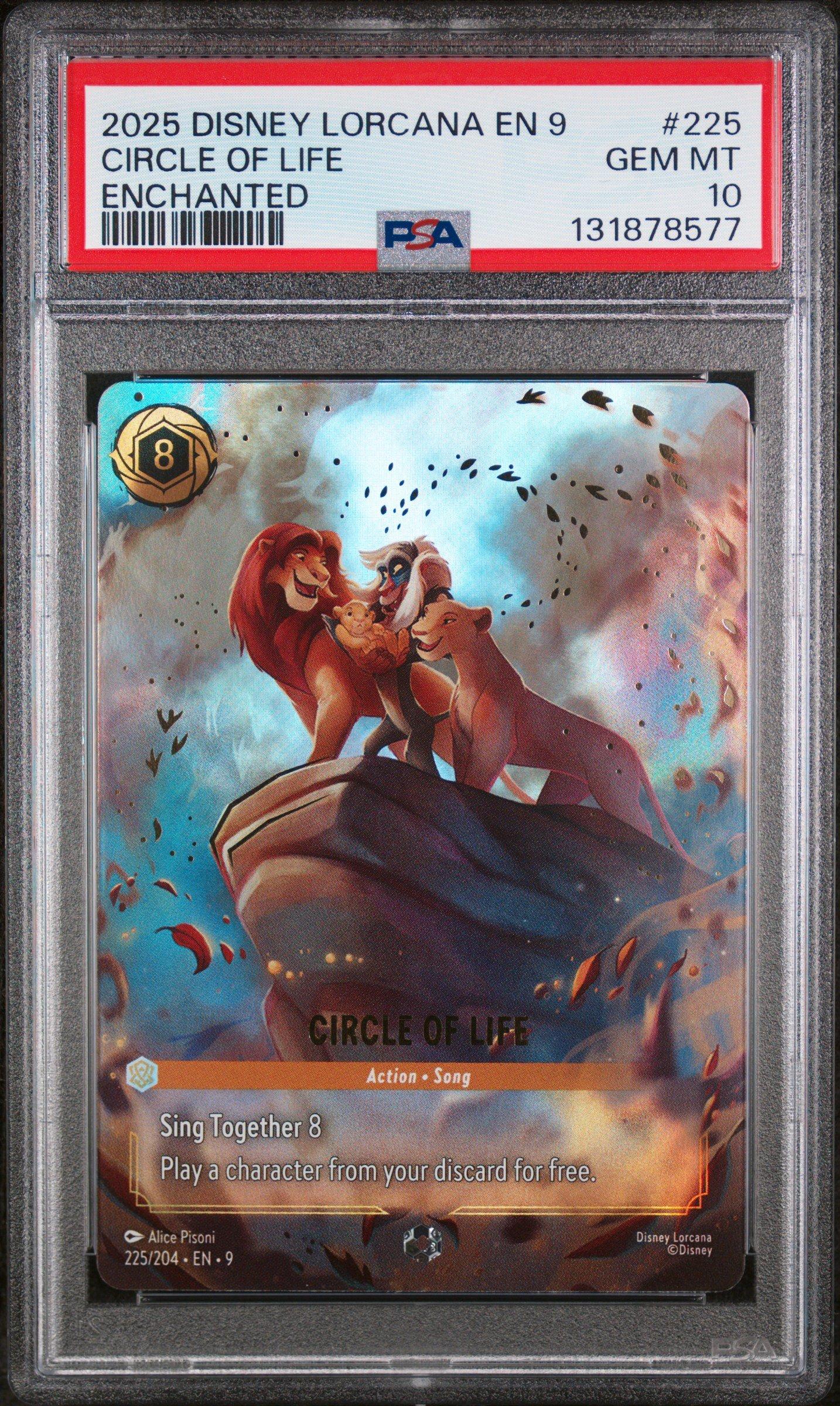 2025 Disney Lorcana En 9-fabled 225 Circle Of Life Enchanted PSA
