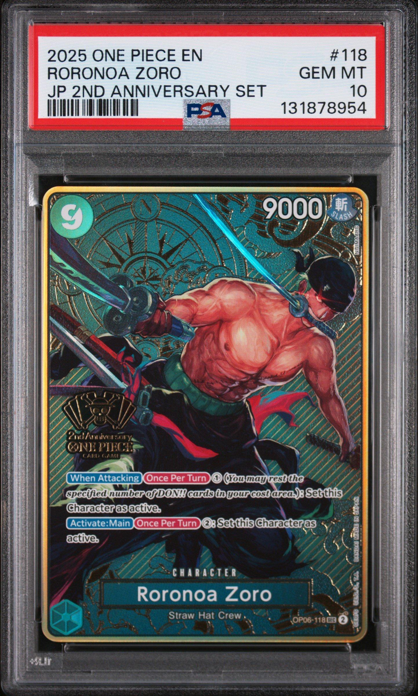 2025 One Piece Japanese 2nd Anniversary Set 118 Roronoa Zoro PSA