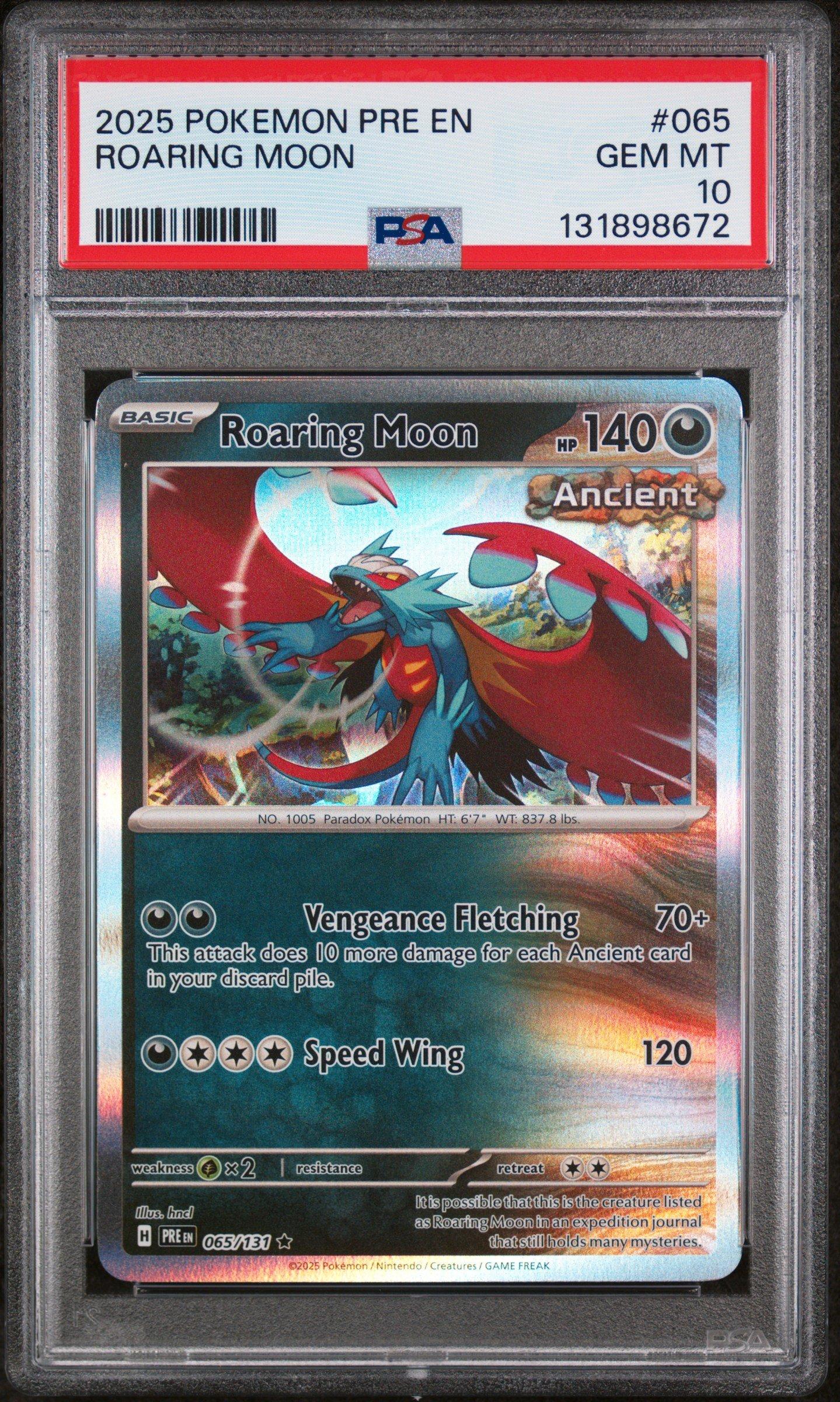 2025 Pokemon Pre En-prismatic Evolutions 065 Roaring Moon PSA 10