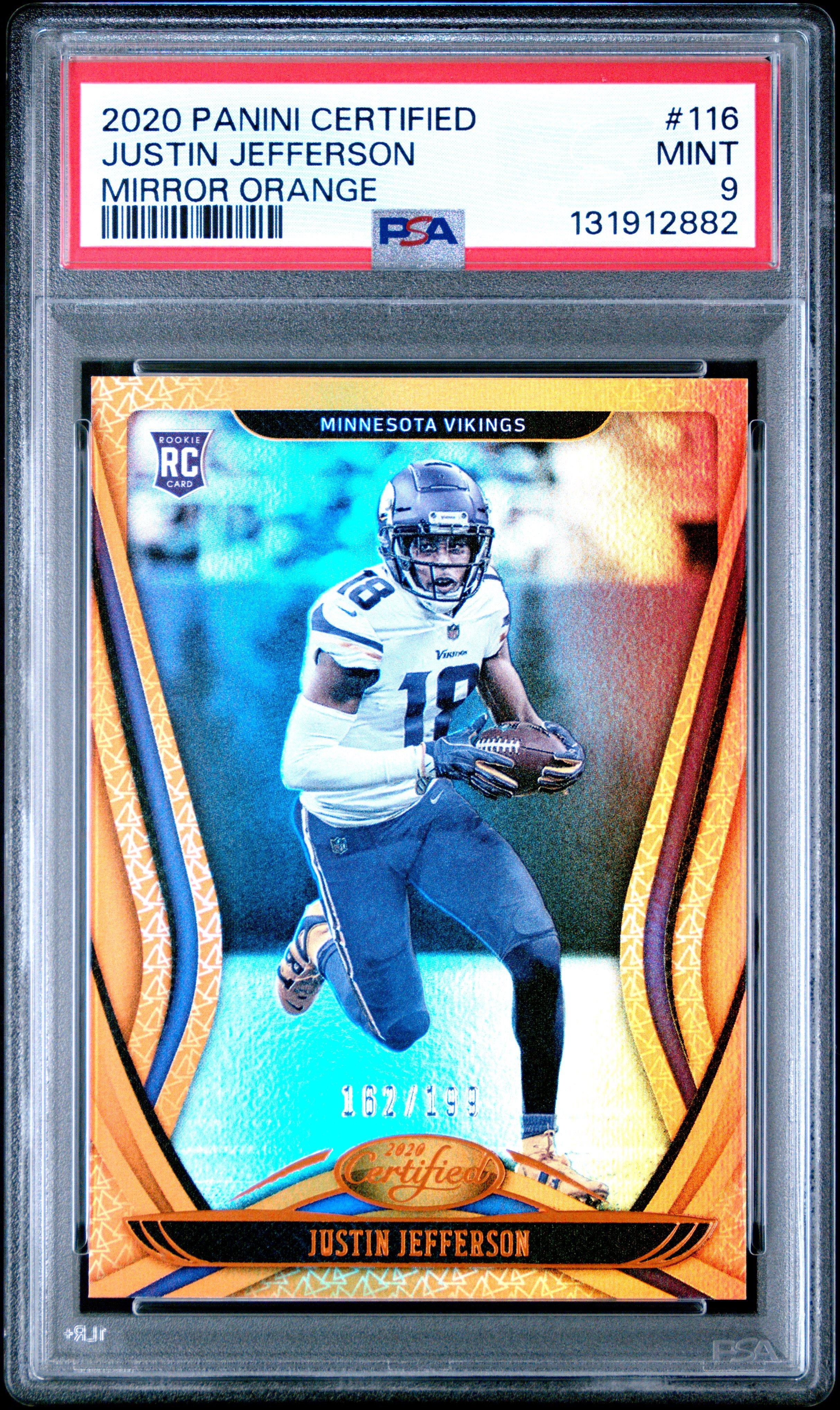 2020 Panini Certified 116 Justin Jefferson Mirror Orange PSA 9
