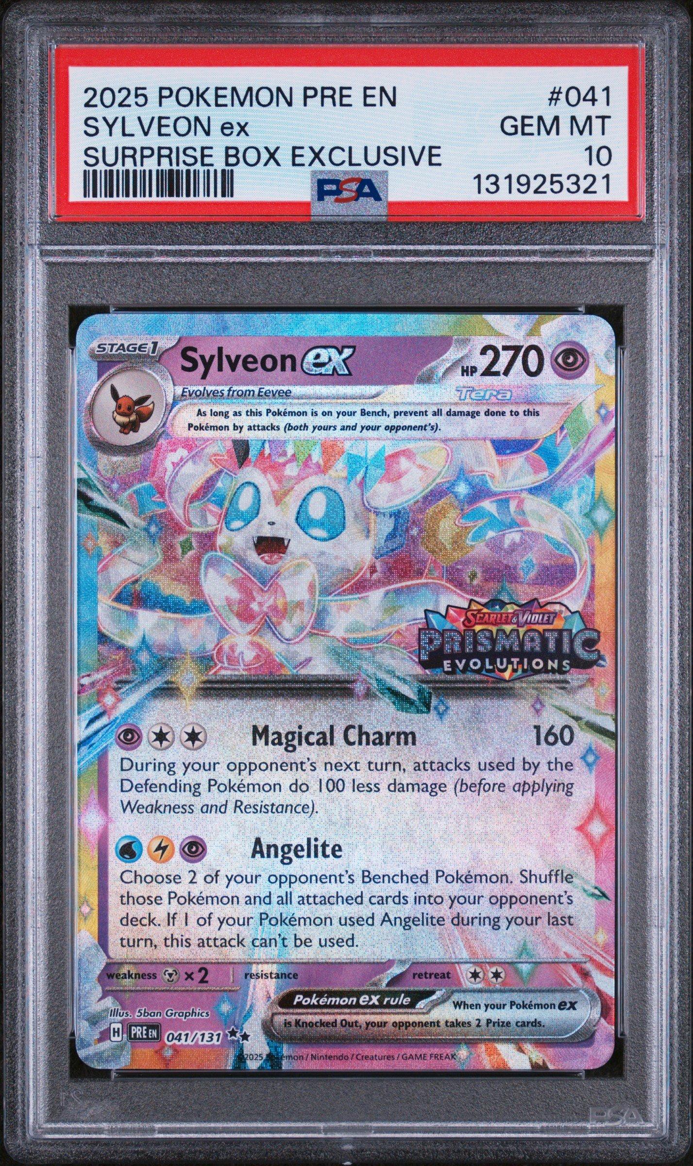 2025 Pokemon Pre En-prismatic Evolutions 041 Sylveon Ex Surprise Box  Exclusive PSA 10 Graded Card | GameStop