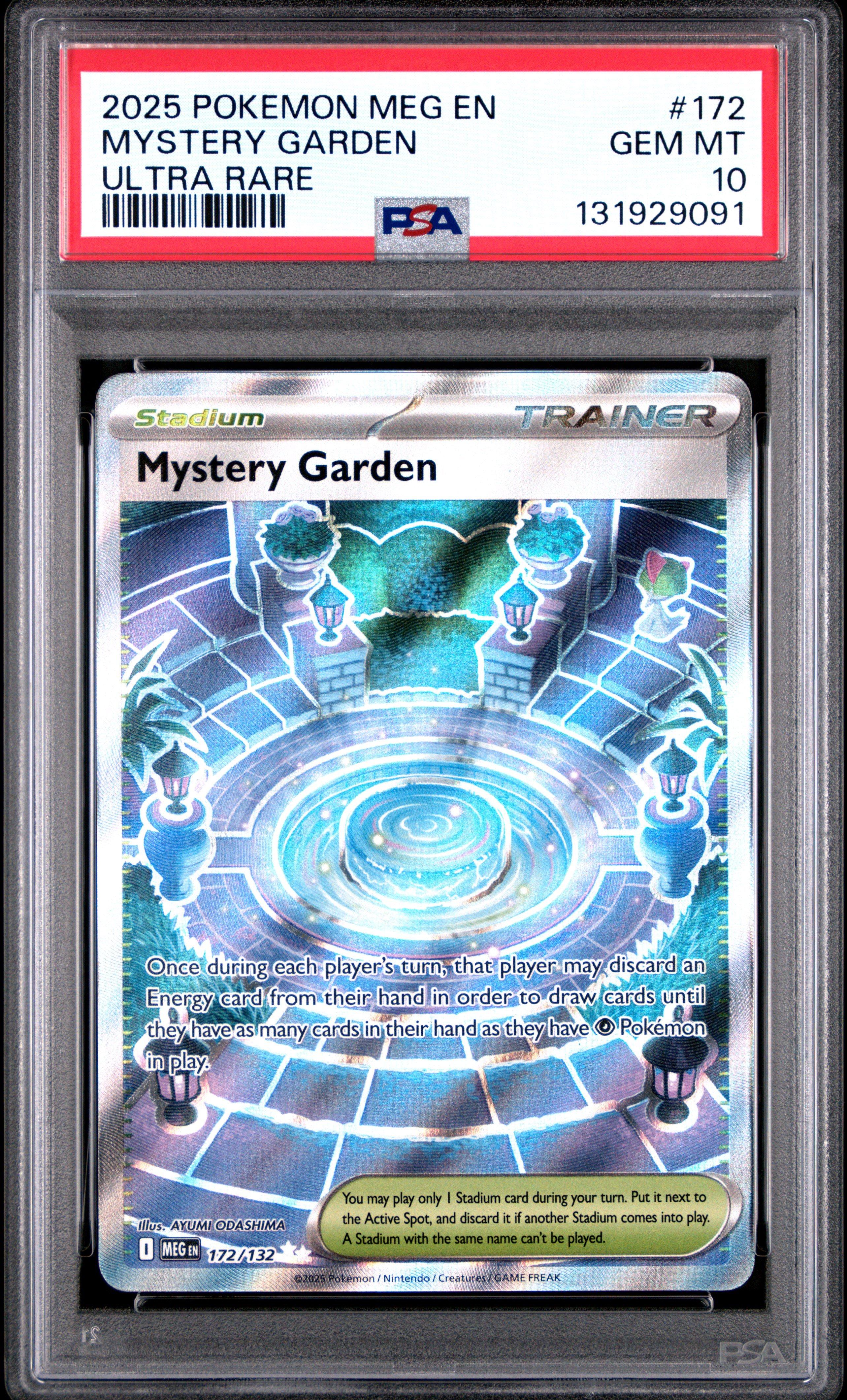 2025 Pokemon Meg En-Mega Evolution 172 Mystery Garden Ultra Rare PSA 10