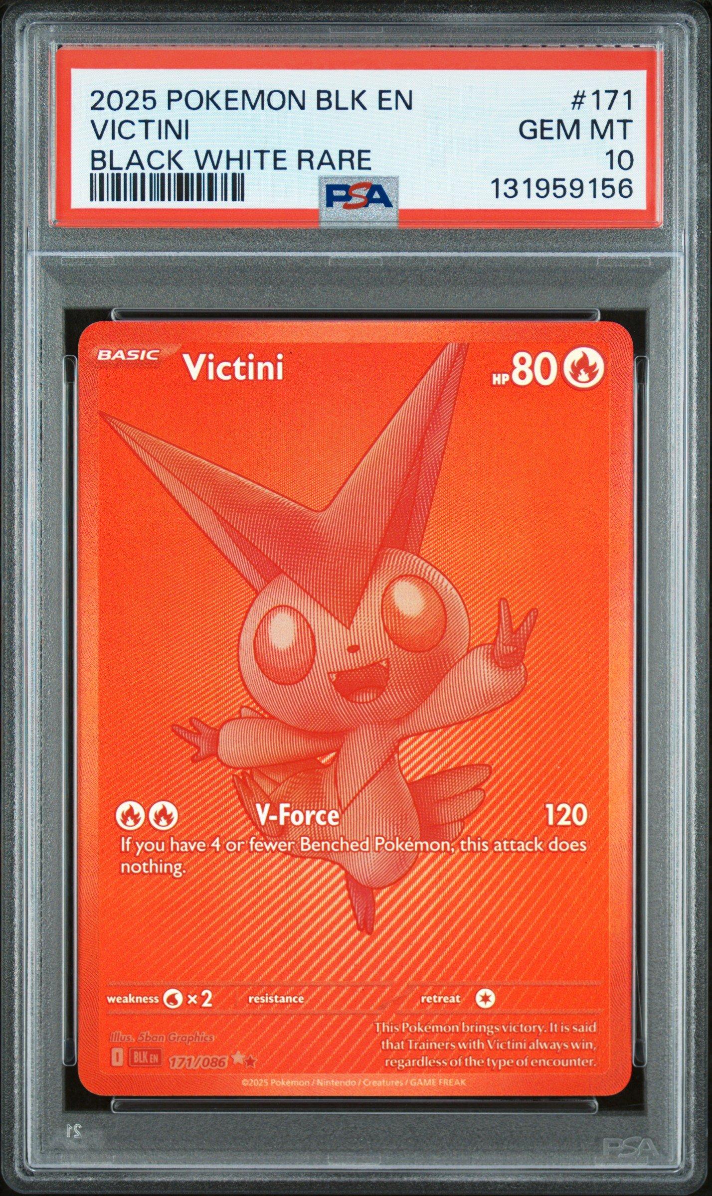 2025 Pokemon Blk En-black Bolt 171 Victini Black White Rare PSA 10