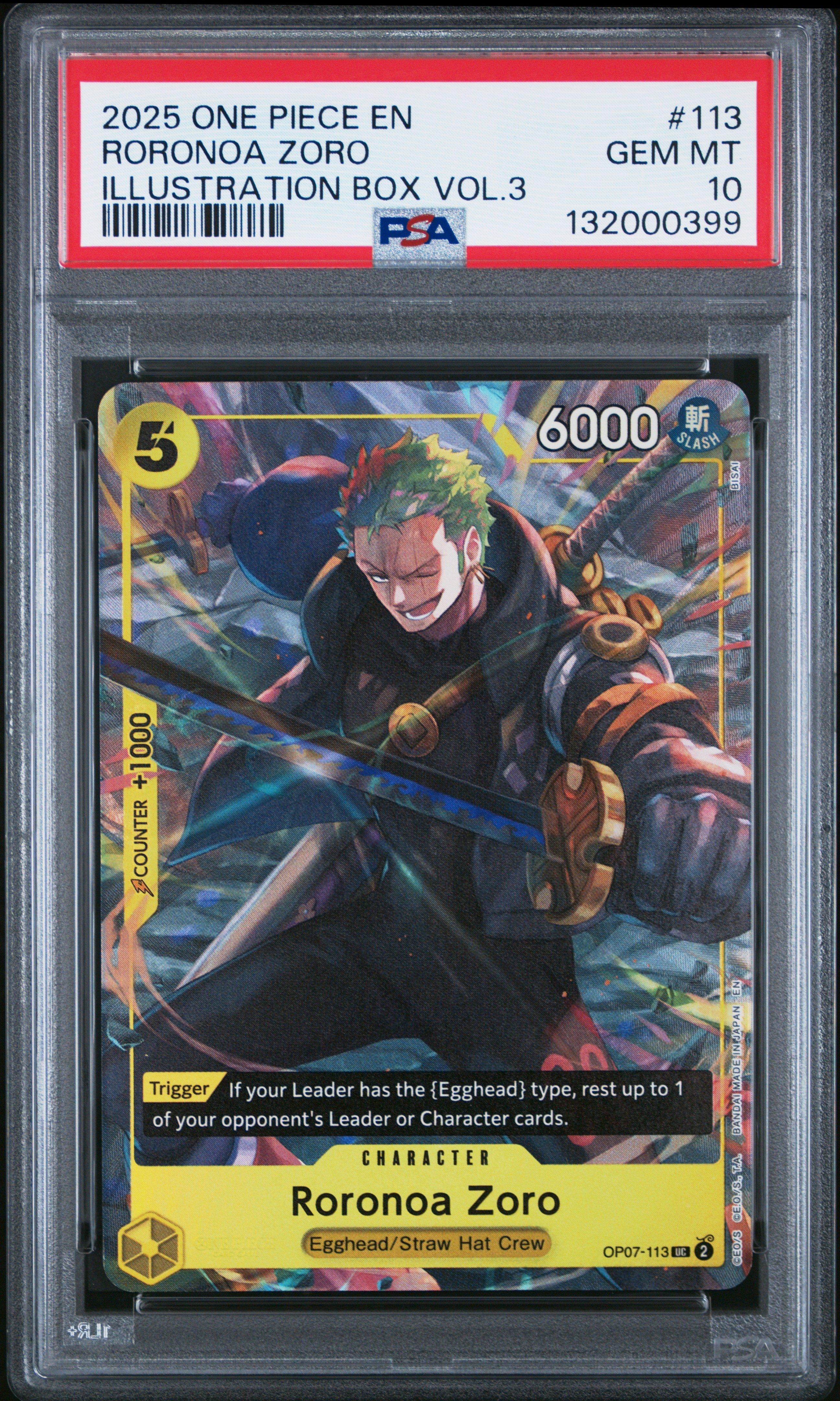 2025 One Piece Promos 113 Roronoa Zoro Illustration Box Vol.3 PSA