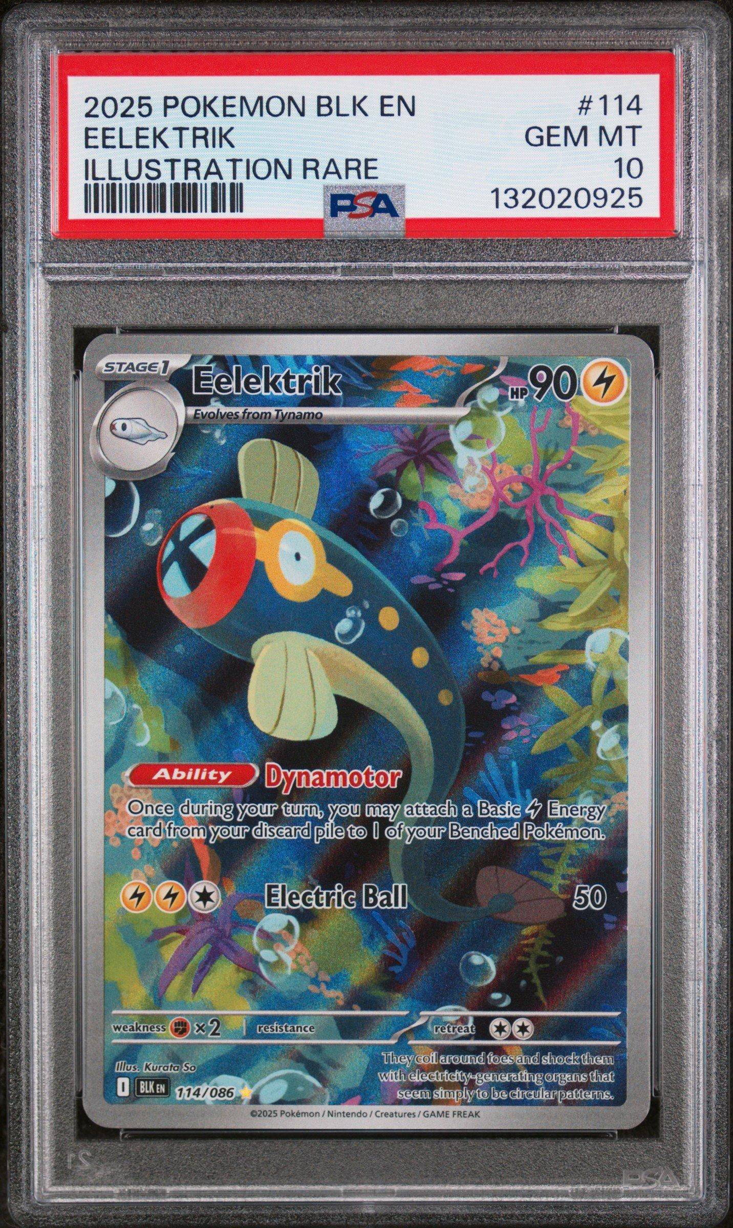 2025 Pokemon Blk En-black Bolt 114 Eelektrik Illustration Rare PSA