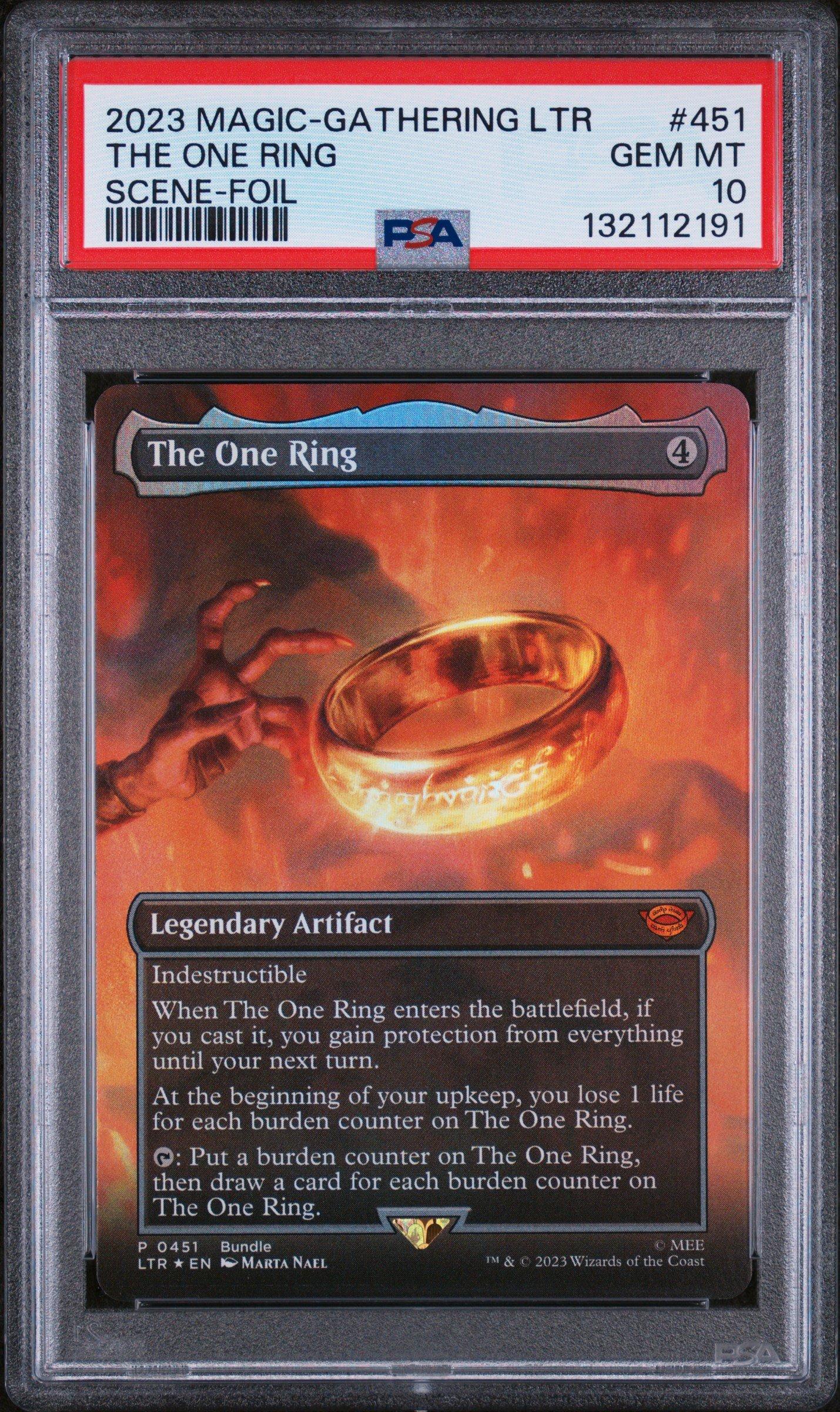 2023 Magic The Gathering The Lord Of The Rings: Tales Of Middle-earth 451 The One Ring Scene-foil PSA 10