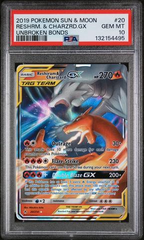 2019 Pokemon Sun & Moon Unbroken Bonds 20 Reshiram & Charizard Gx