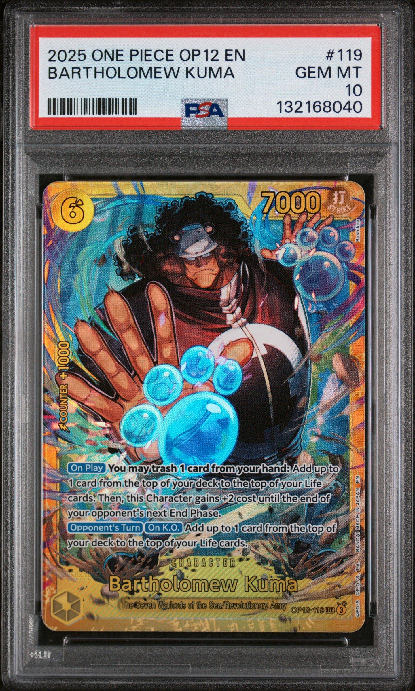 2025 One Piece Op12-legacy Of The Master 119 Bartholomew Kuma PSA