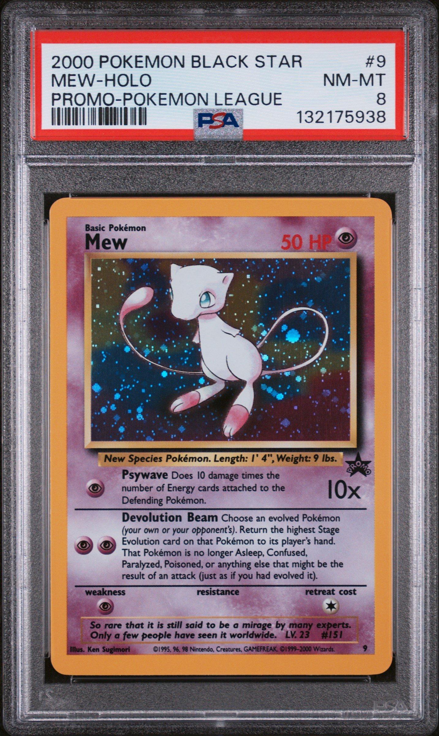 2000 Pokemon Promo Black Star 9 Mew-holo Pokemon League PSA 8