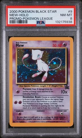2000 Pokemon Promo Black Star 9 Mew-holo Pokemon League PSA 8