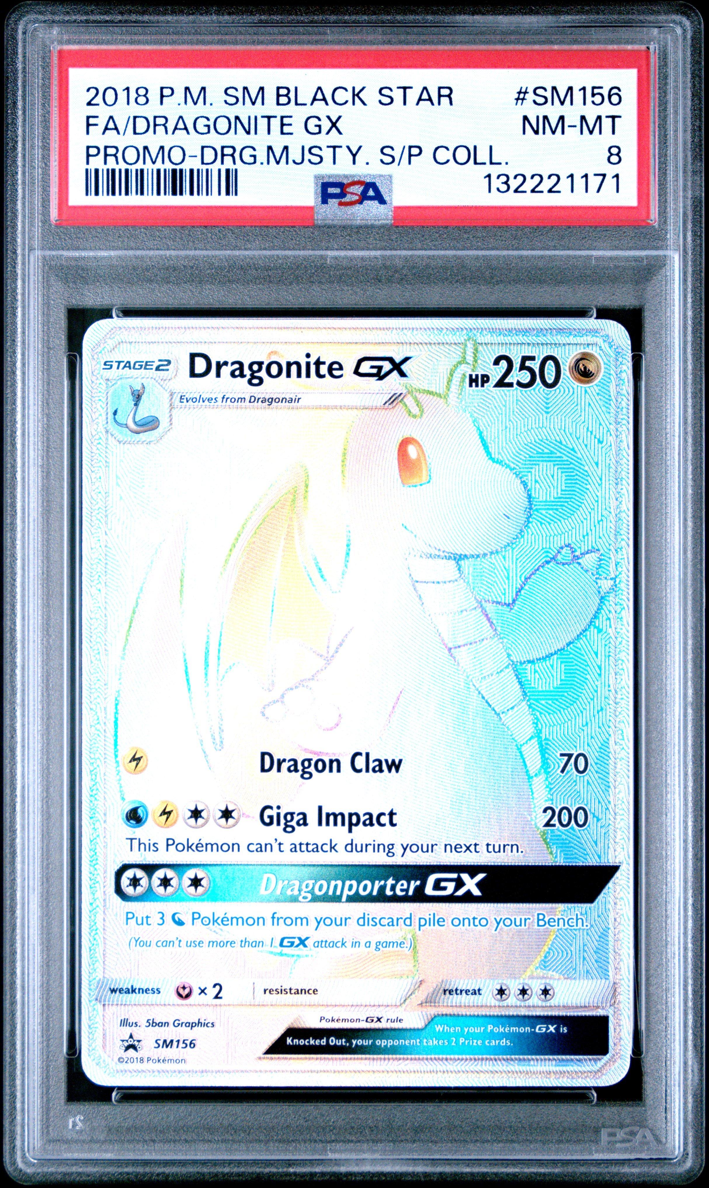 2018 Pokemon Sm Black Star Promo Sm156 Full Art/dragonite Gx